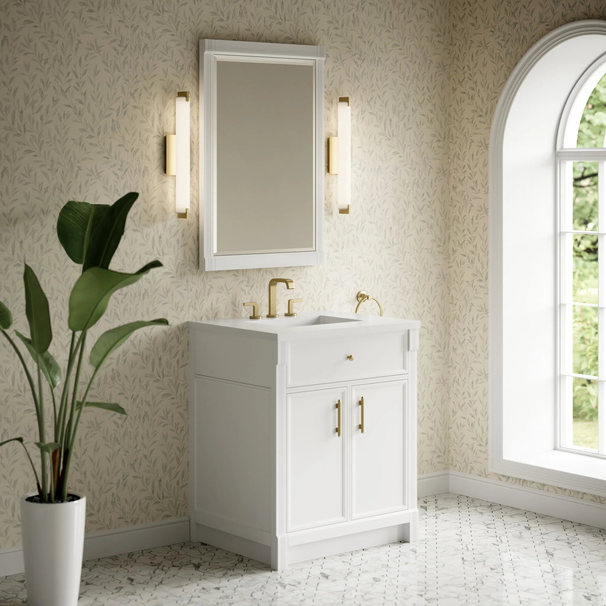 30" Bellshire Single Vanity in Bright White by James Martin Vanities-White Zeus Silestone 4