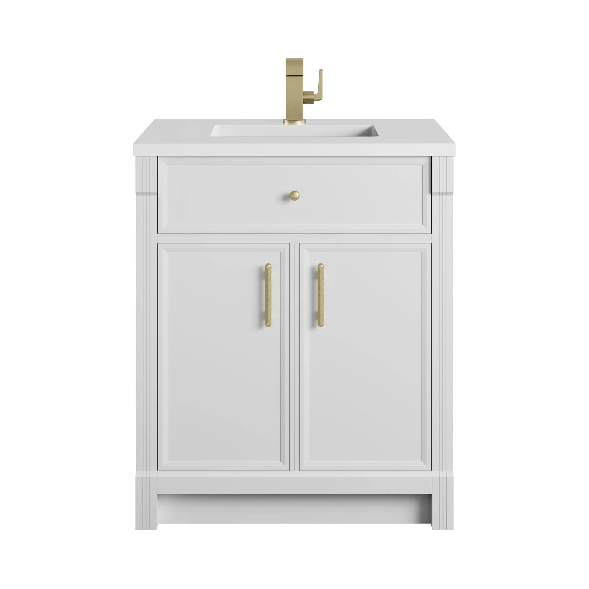 30" Bellshire Single Vanity in Bright White by James Martin Vanities-White Zeus Silestone & Backsplash 1