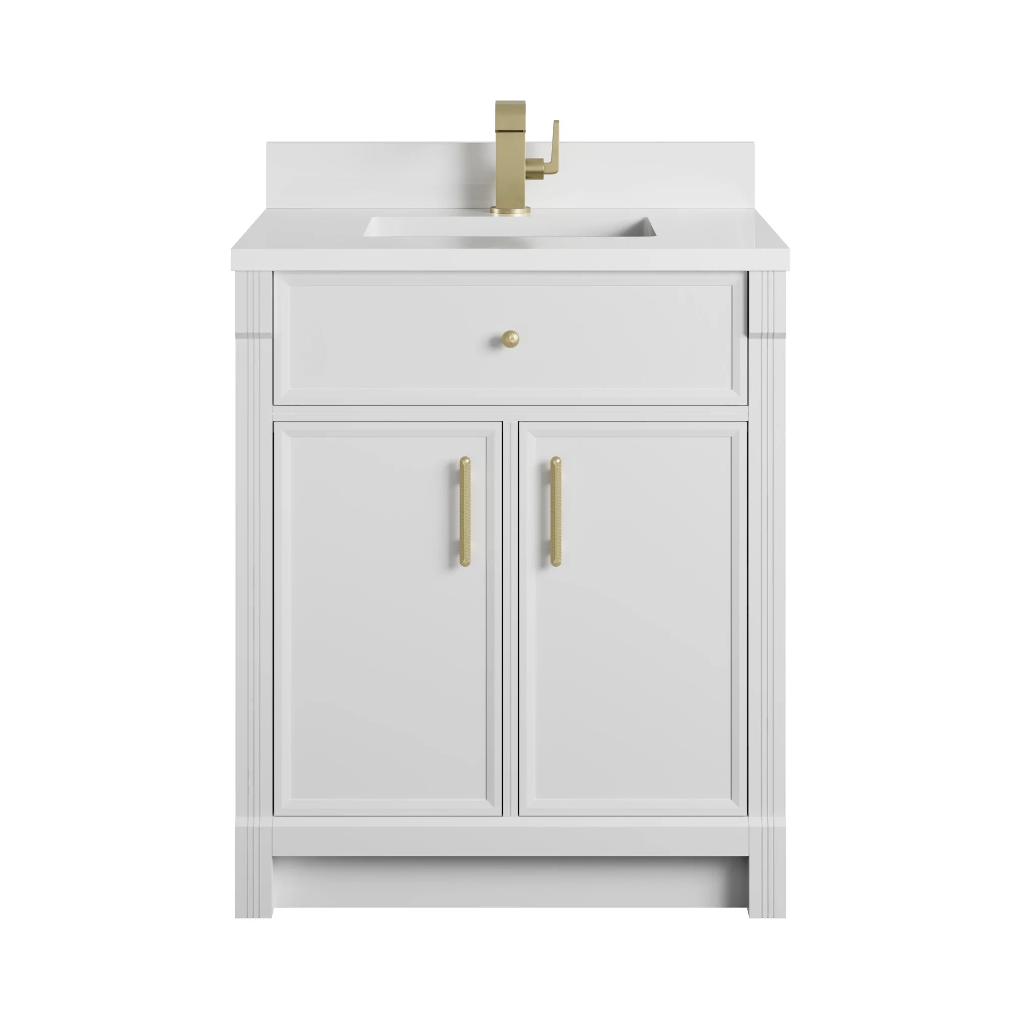 30" Bellshire Single Vanity in Bright White by James Martin Vanities-White Zeus Silestone & Backsplash