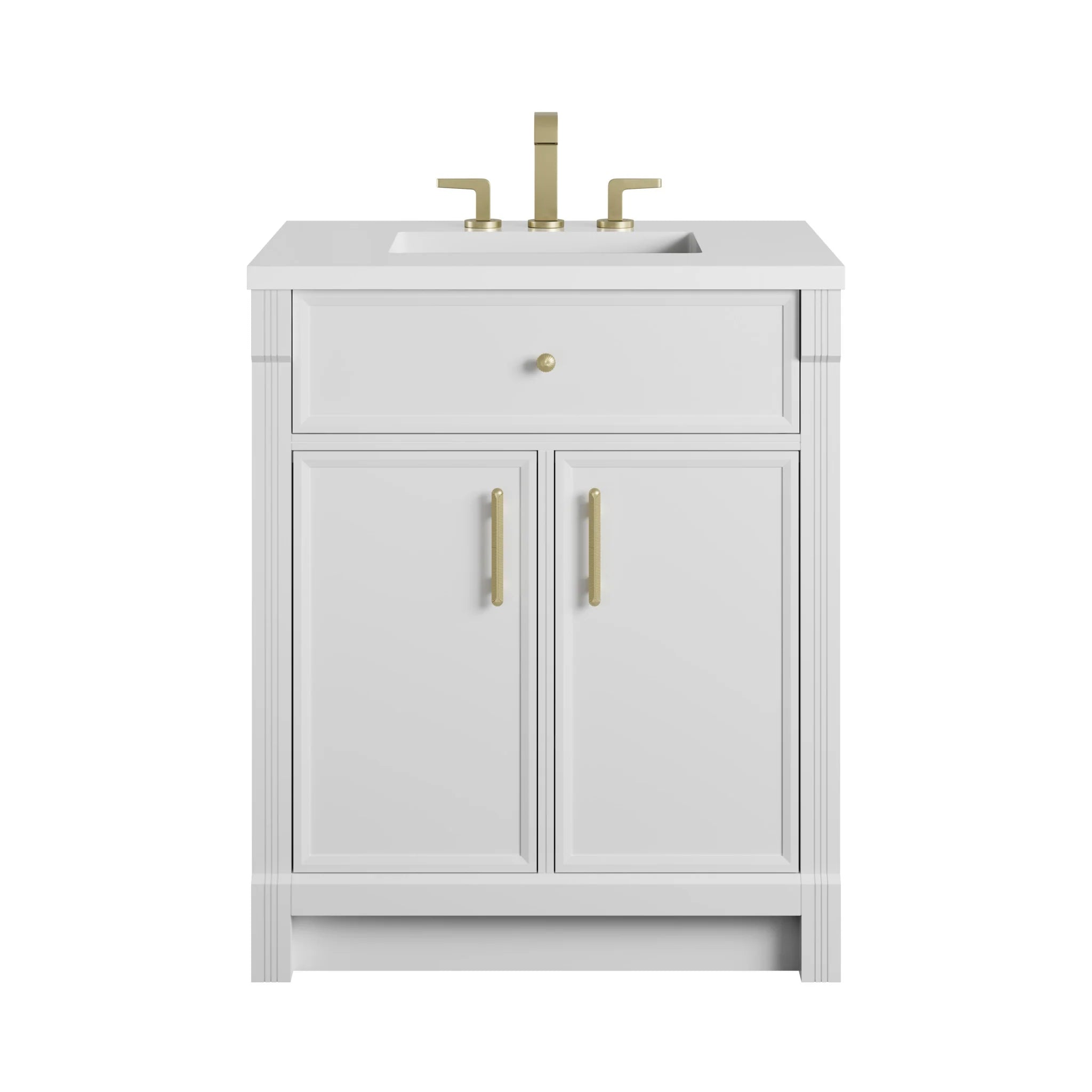 30" Bellshire Single Vanity in Bright White by James Martin Vanities-White Zeus Silestone
