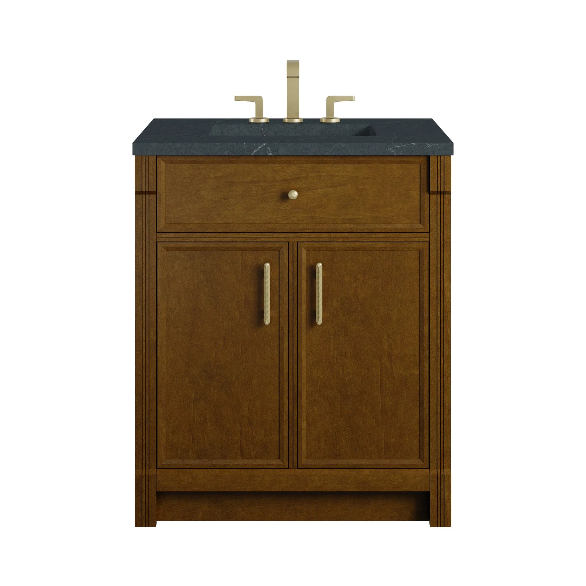 30" Bellshire Single Vanity in Honey Oak by James Martin Vanities-Charcoal Soapstone Silestone