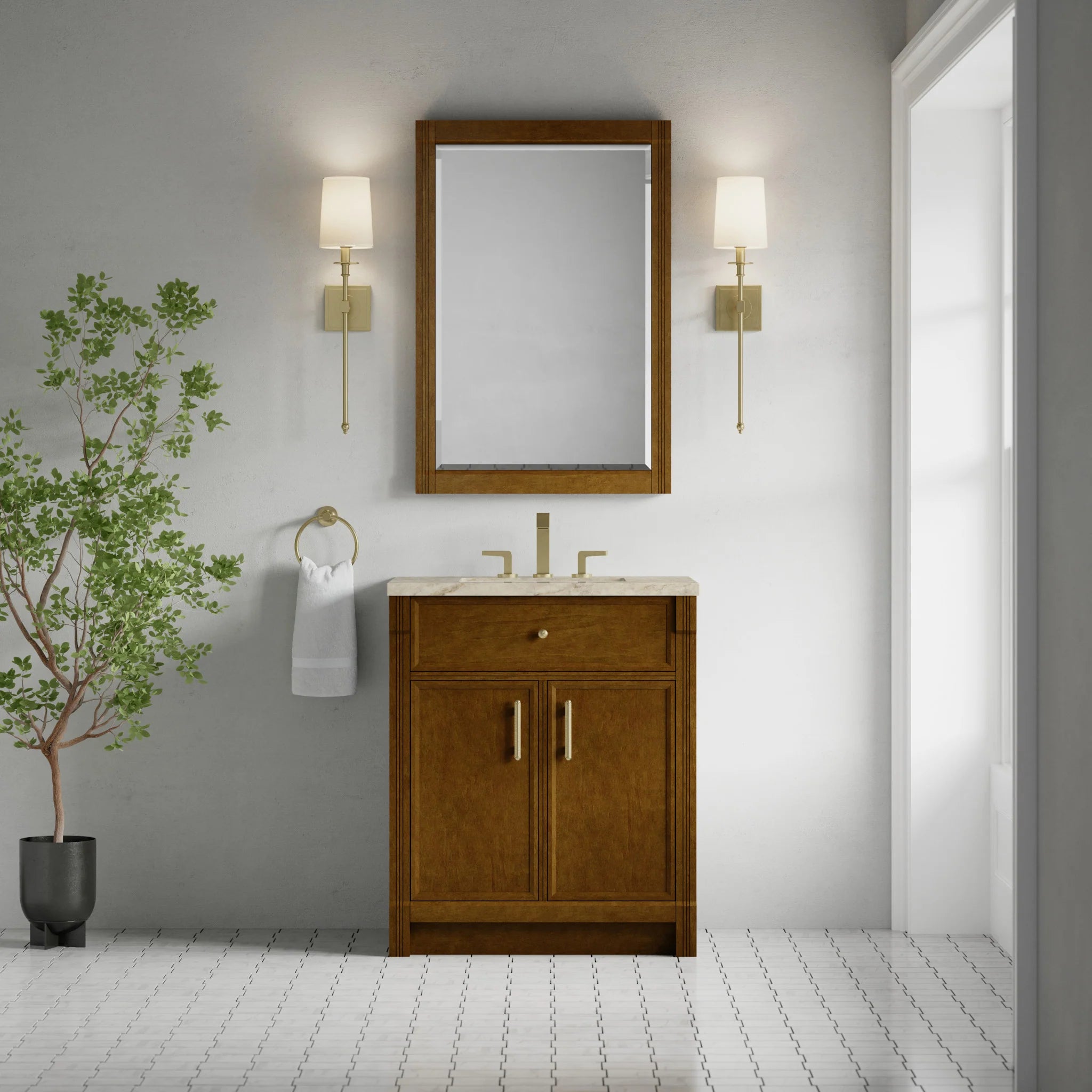 30" Bellshire Single Vanity in Honey Oak by James Martin Vanities-Tajnar Eclos 1
