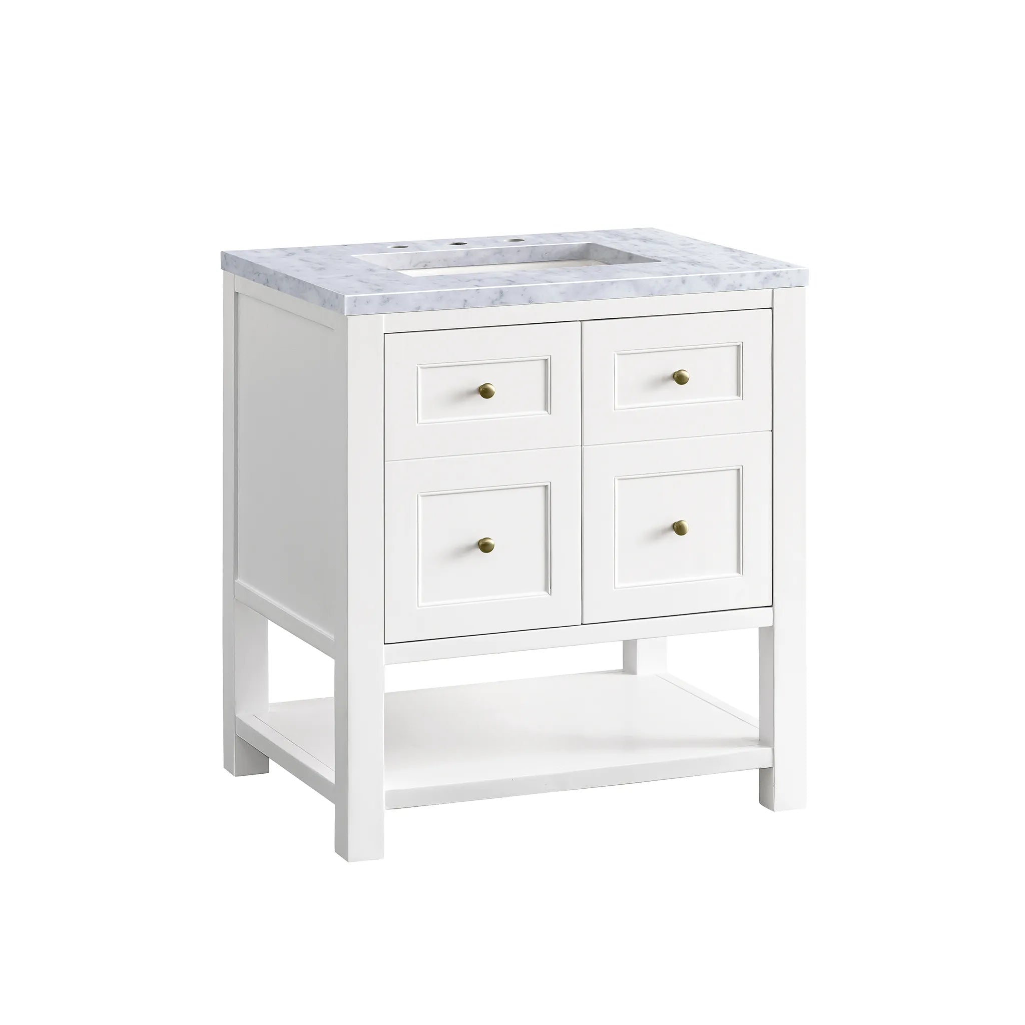 30" Breckenridge Single Vanity in Bright White-Carrara White Marble-8" Widespread image 5