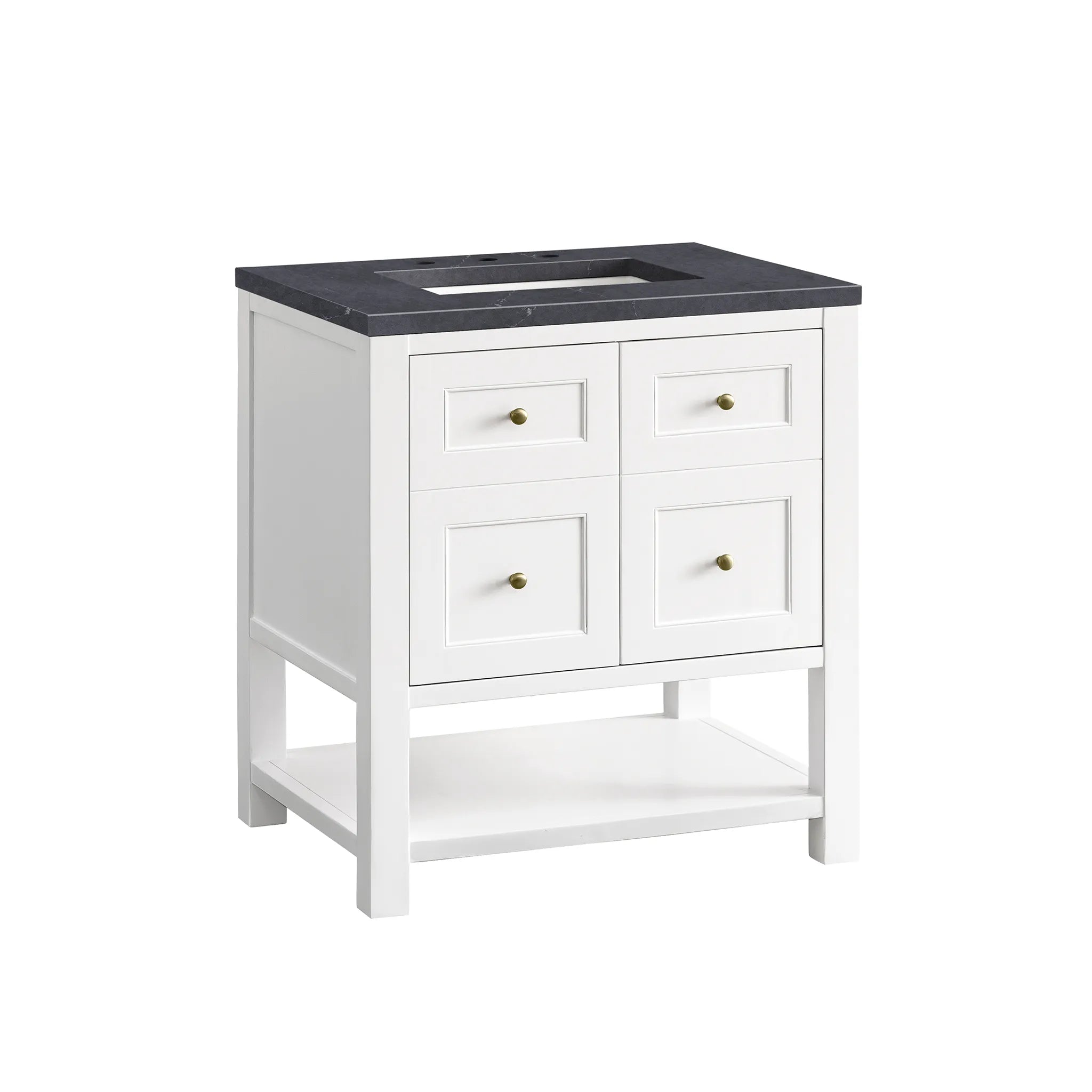 30" Breckenridge Single Vanity in Bright White-Charcoal Soapstone Silestone-8" Widespread image 5