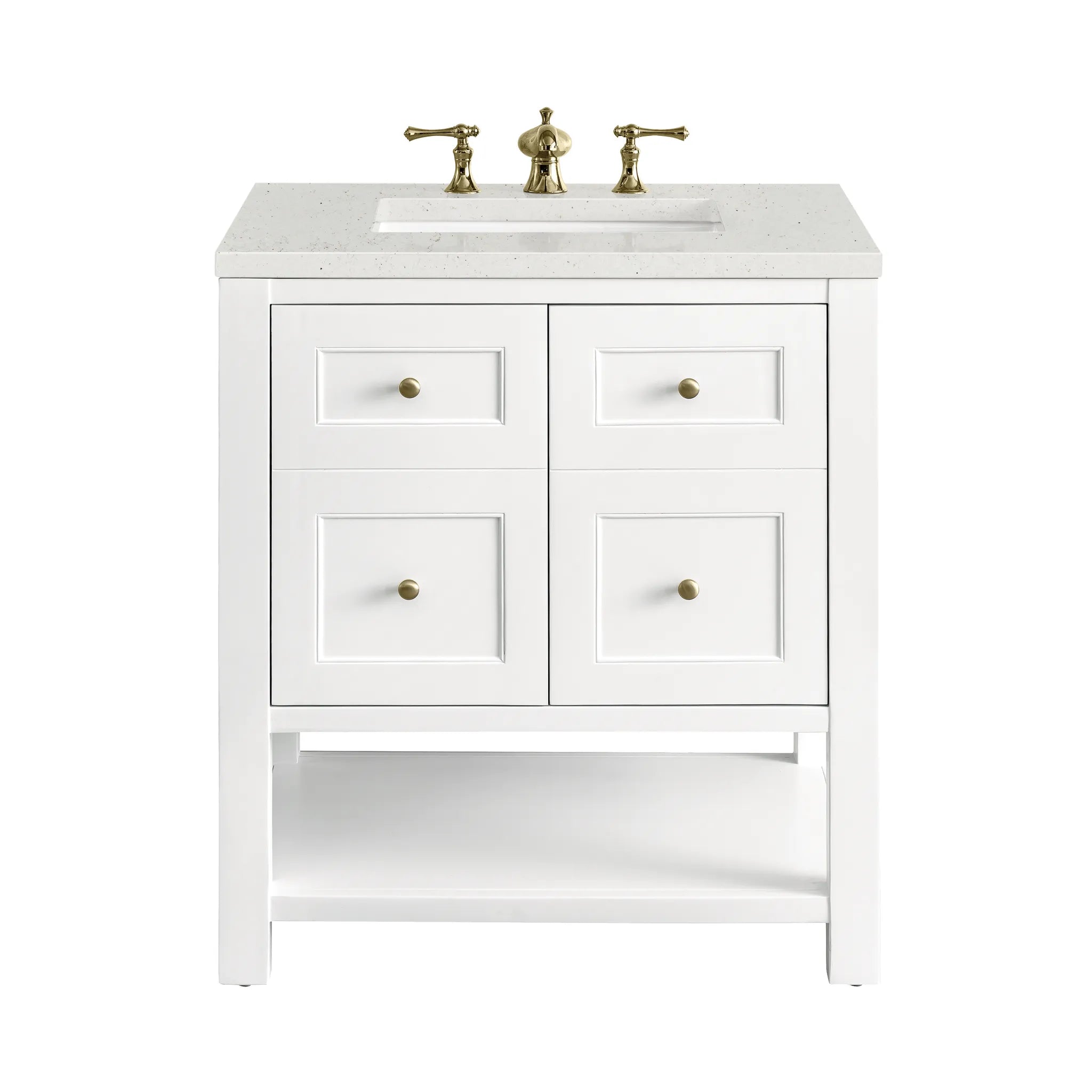 30" Breckenridge Single Vanity in Bright White-Lime Delight Silestone-8" Widespread image