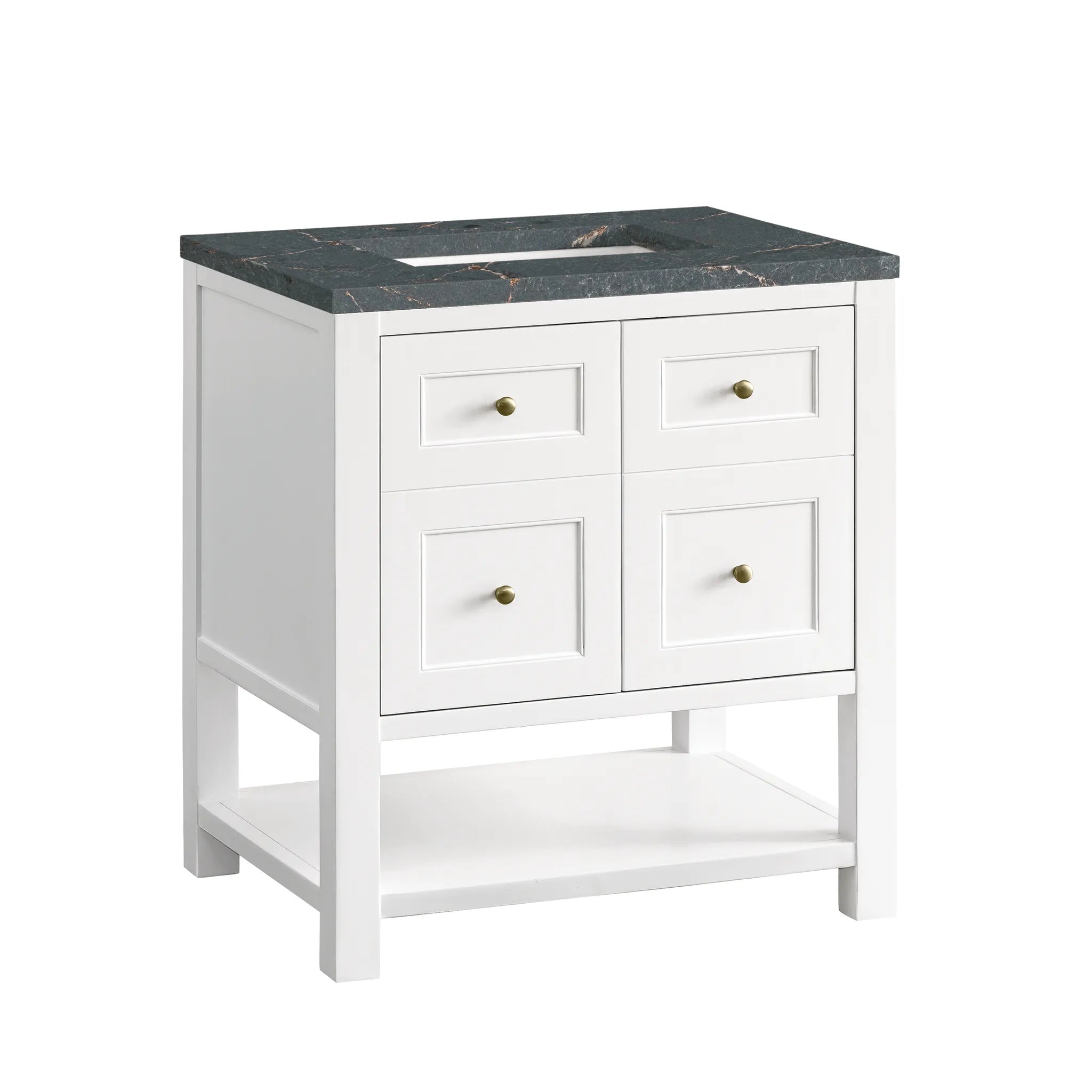 30" Breckenridge Single Vanity in Bright White-Parisien Bleu Silestone-8" Widespread image 5