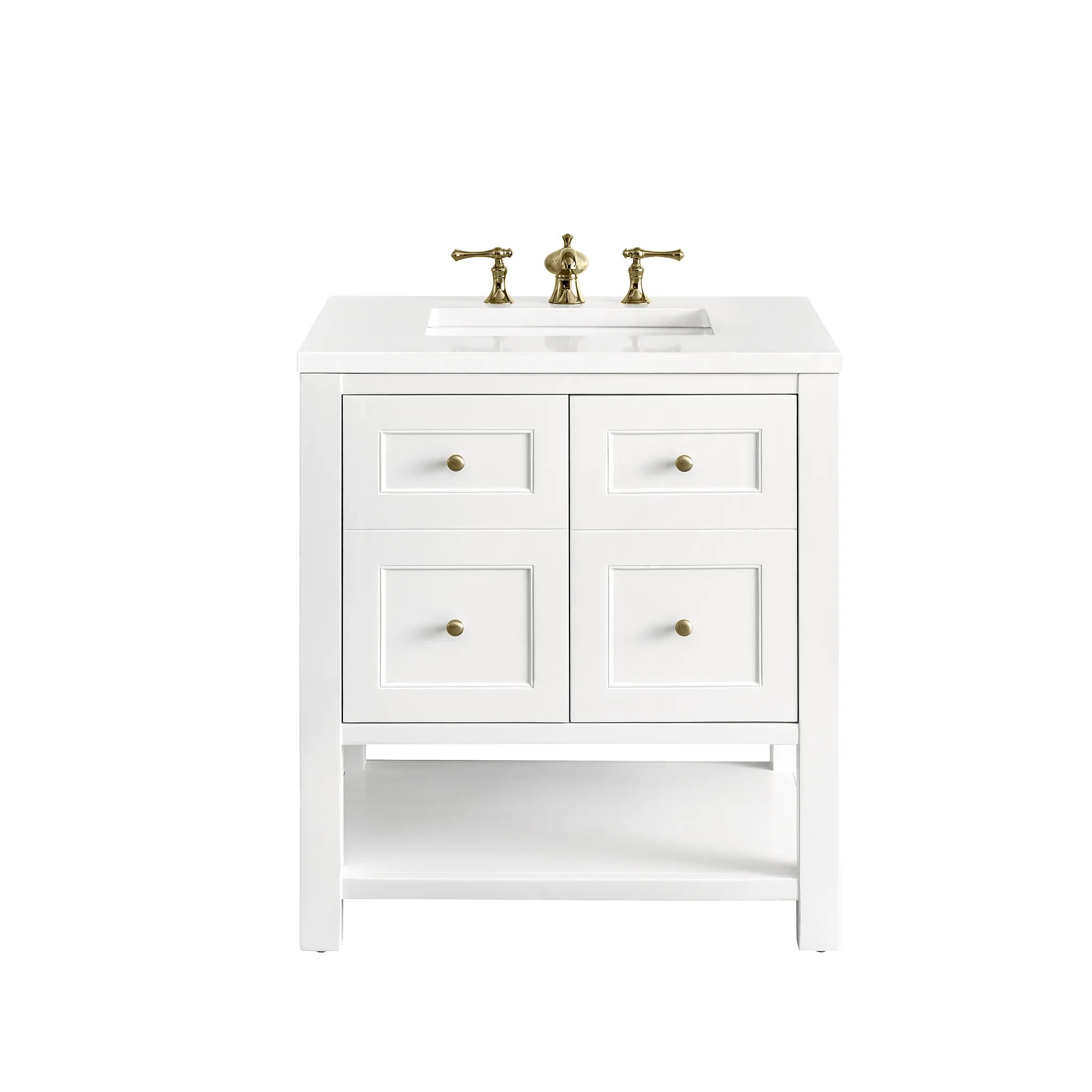 30" Breckenridge Single Vanity in Bright White-White Zeus Silestone-8" Widespread image 1