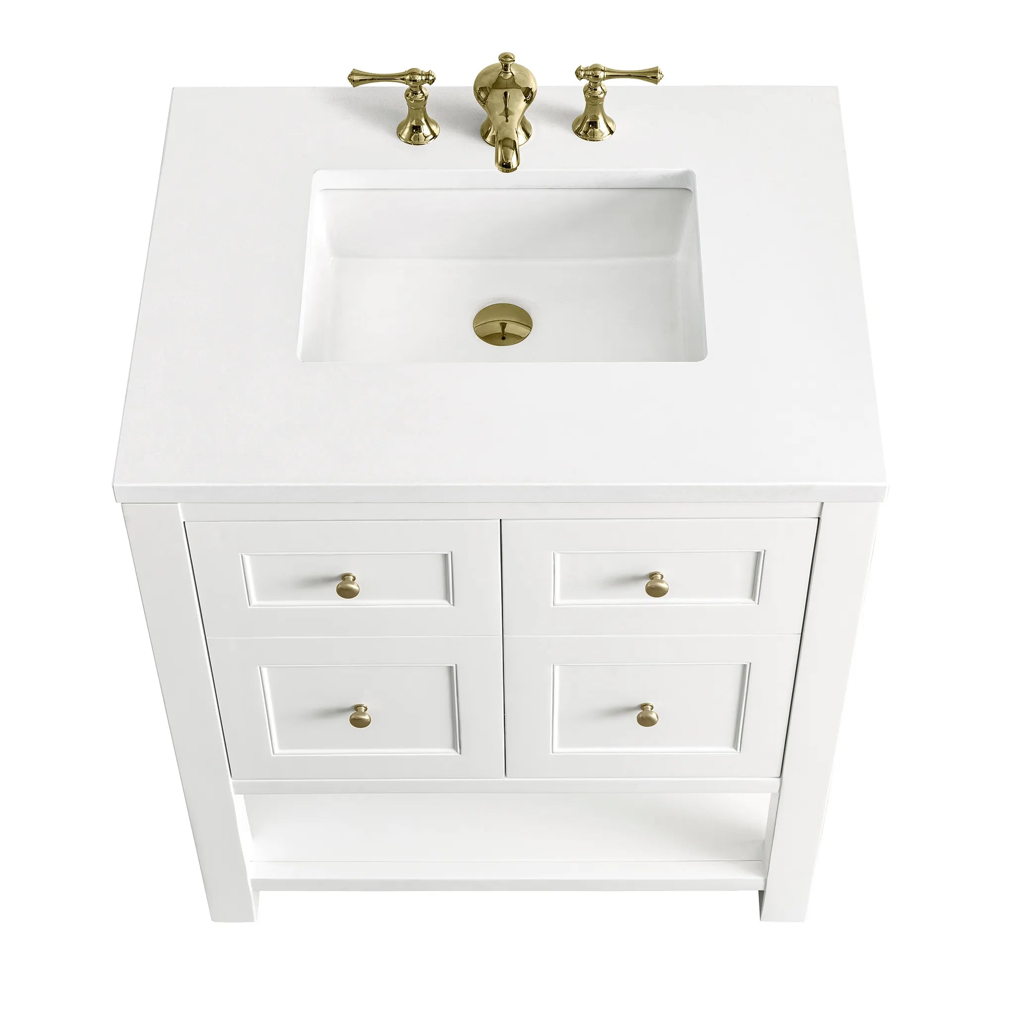 30" Breckenridge Single Vanity in Bright White-White Zeus Silestone-8" Widespread image 6
