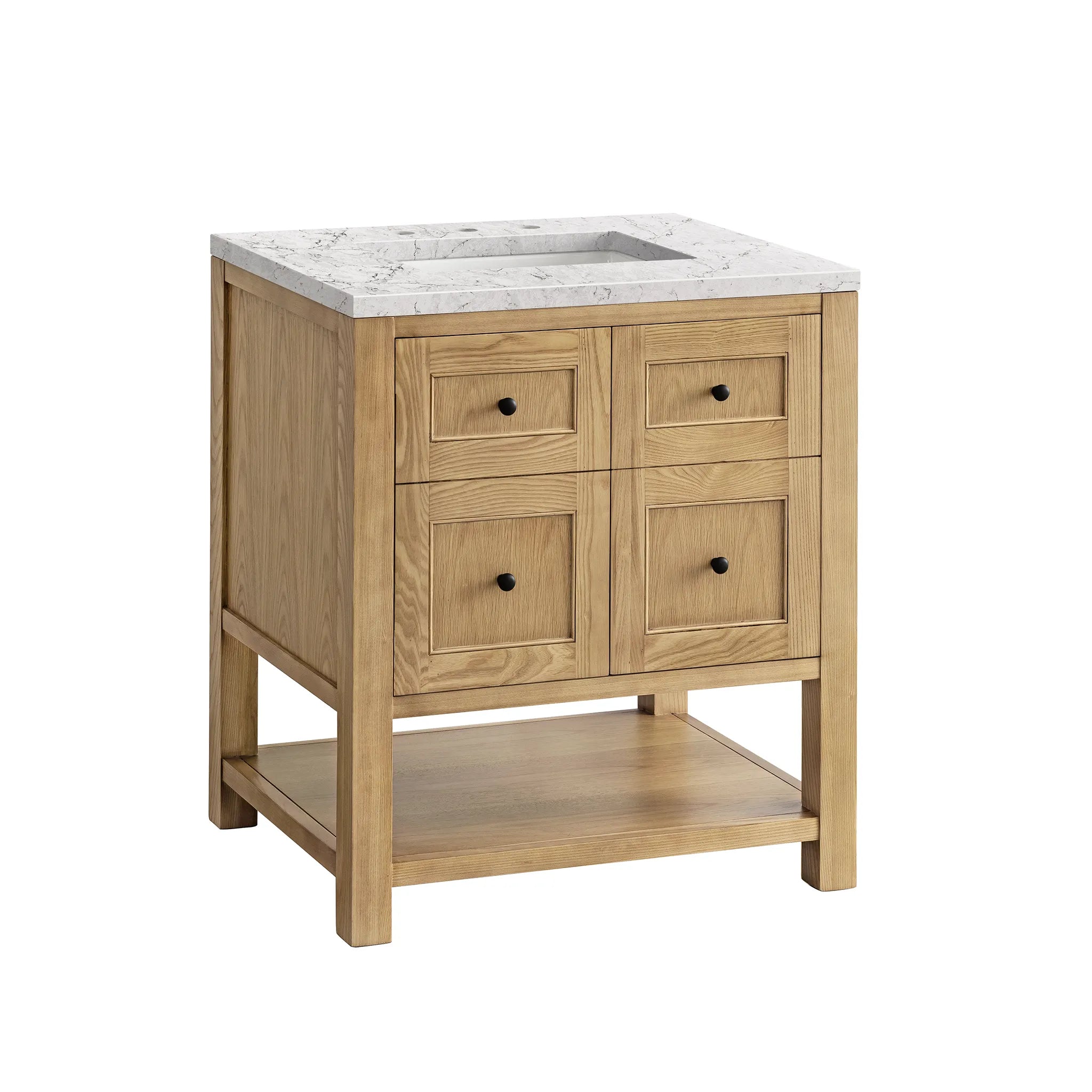 30" Breckenridge Single Vanity in Light Natural Oak-Eternal Jasmine Pearl Silestone-8" Widespread image 5