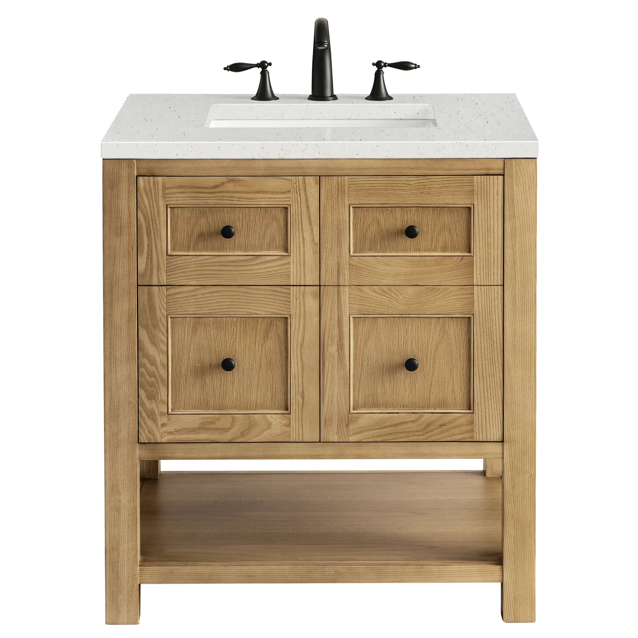 30" Breckenridge Single Vanity in Light Natural Oak-Lime Delight Silestone-8" Widespread image