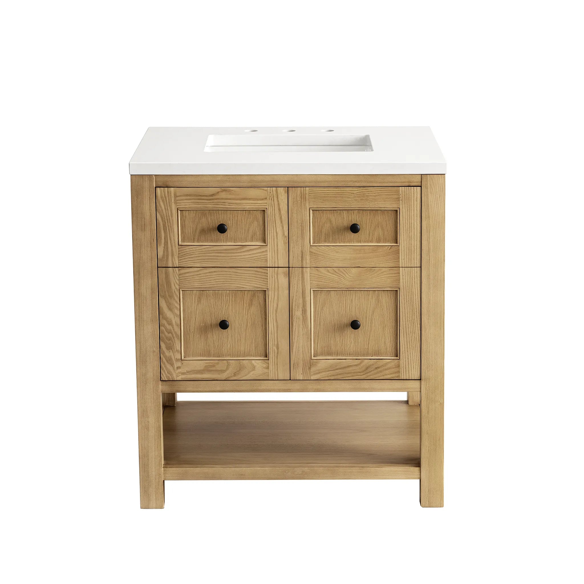30" Breckenridge Single Vanity in Light Natural Oak-White Zeus Silestone-8" Widespread image 1