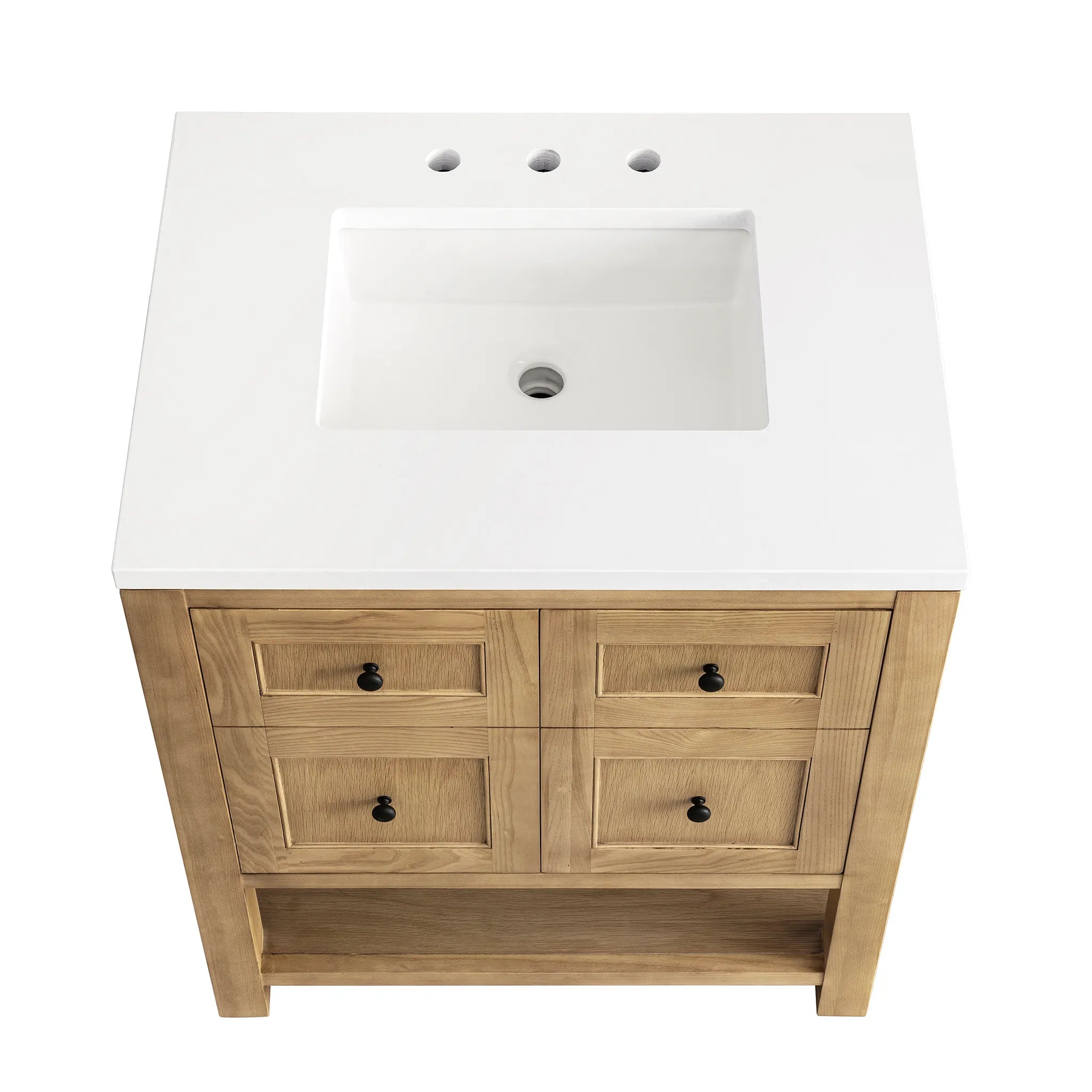 30" Breckenridge Single Vanity in Light Natural Oak-White Zeus Silestone-8" Widespread image 5
