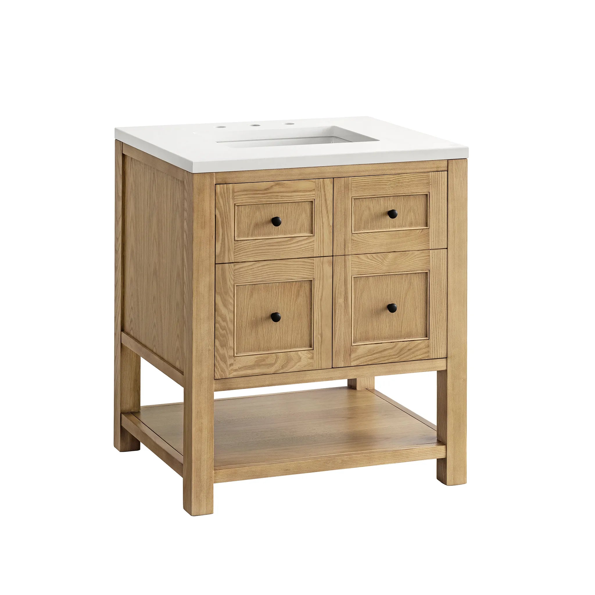 30" Breckenridge Single Vanity in Light Natural Oak-White Zeus Silestone-8" Widespread image 8