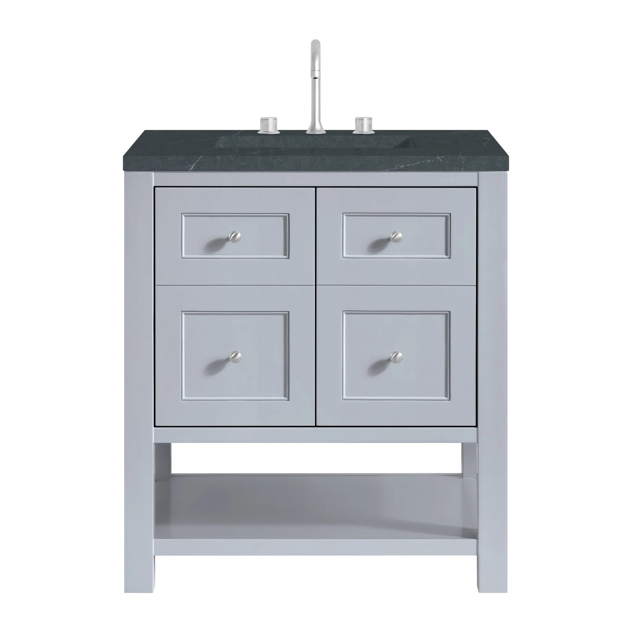 30" Breckenridge Single Vanity in Serenity Blue-Charcoal Soapstone Silestone-8" Widespread image
