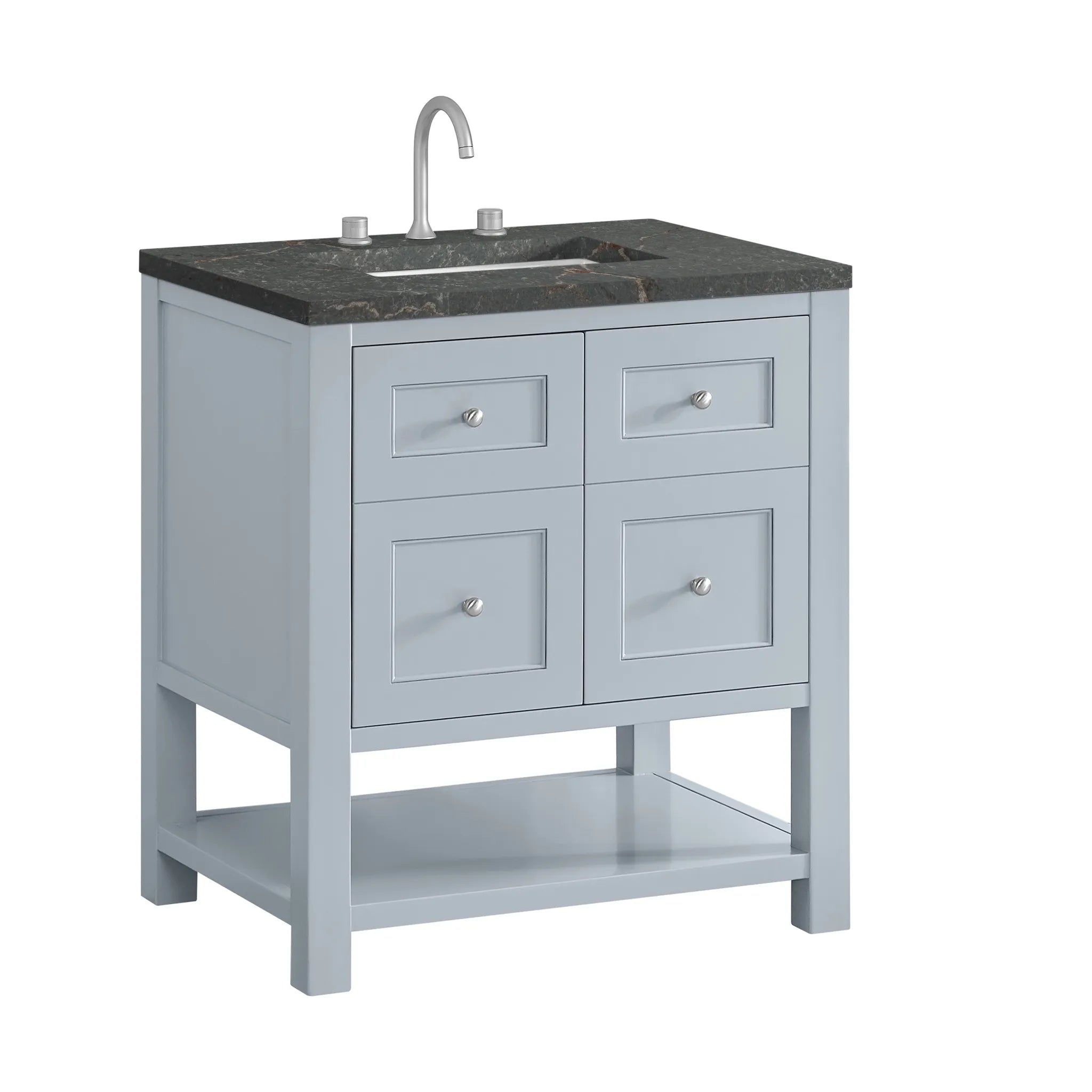 30" Breckenridge Single Vanity in Serenity Blue-Parisien Bleu Silestone-8" Widespread image 9