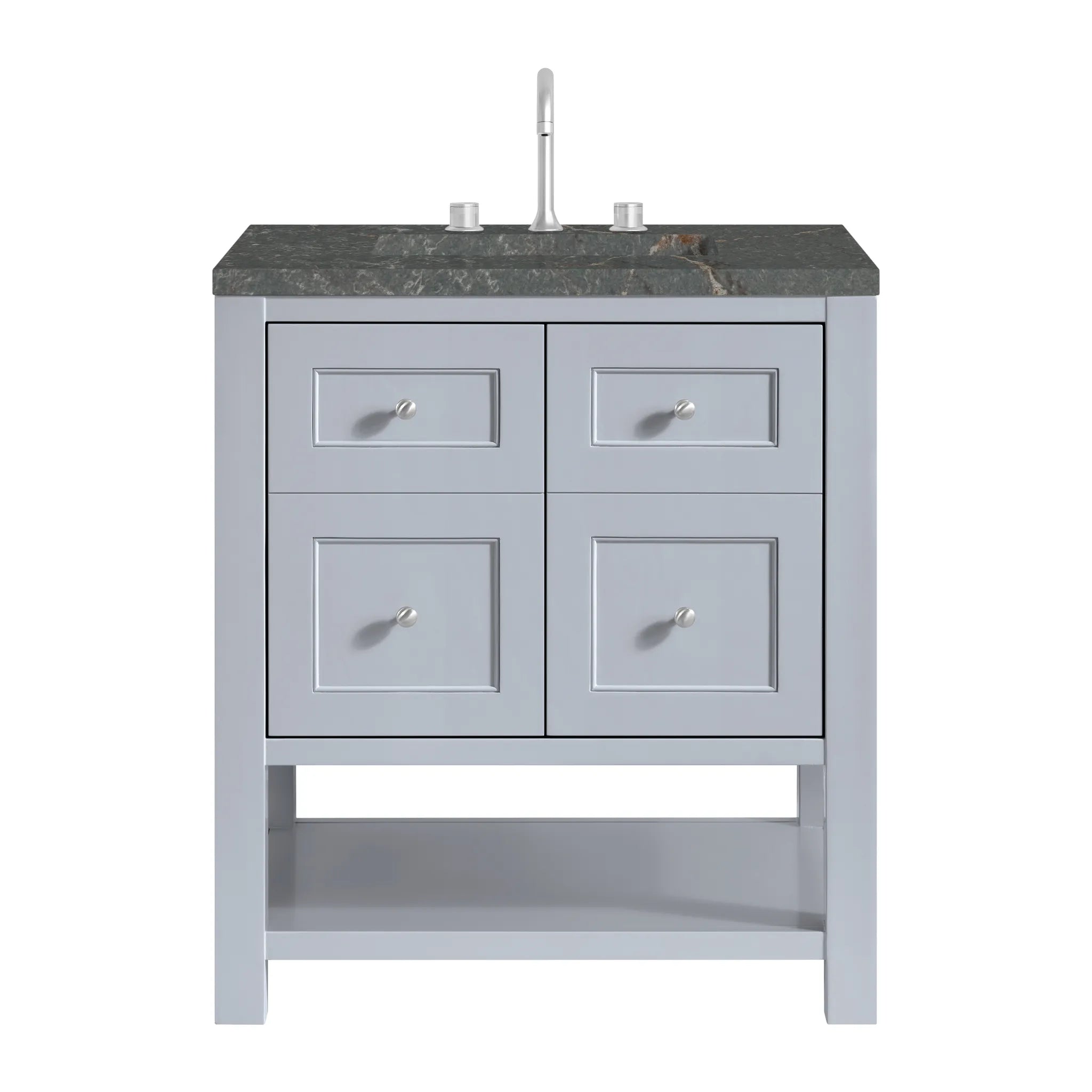 30" Breckenridge Single Vanity in Serenity Blue-Parisien Bleu Silestone-8" Widespread image