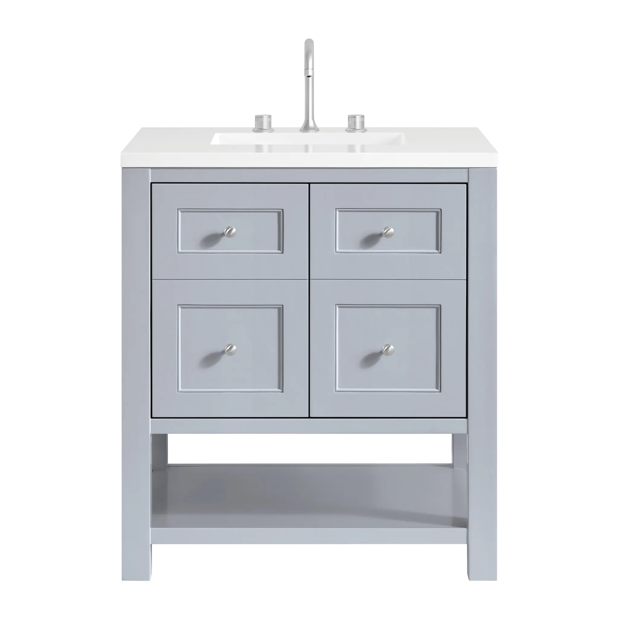 30" Breckenridge Single Vanity in Serenity Blue-White Zeus Silestone-8" Widespread image