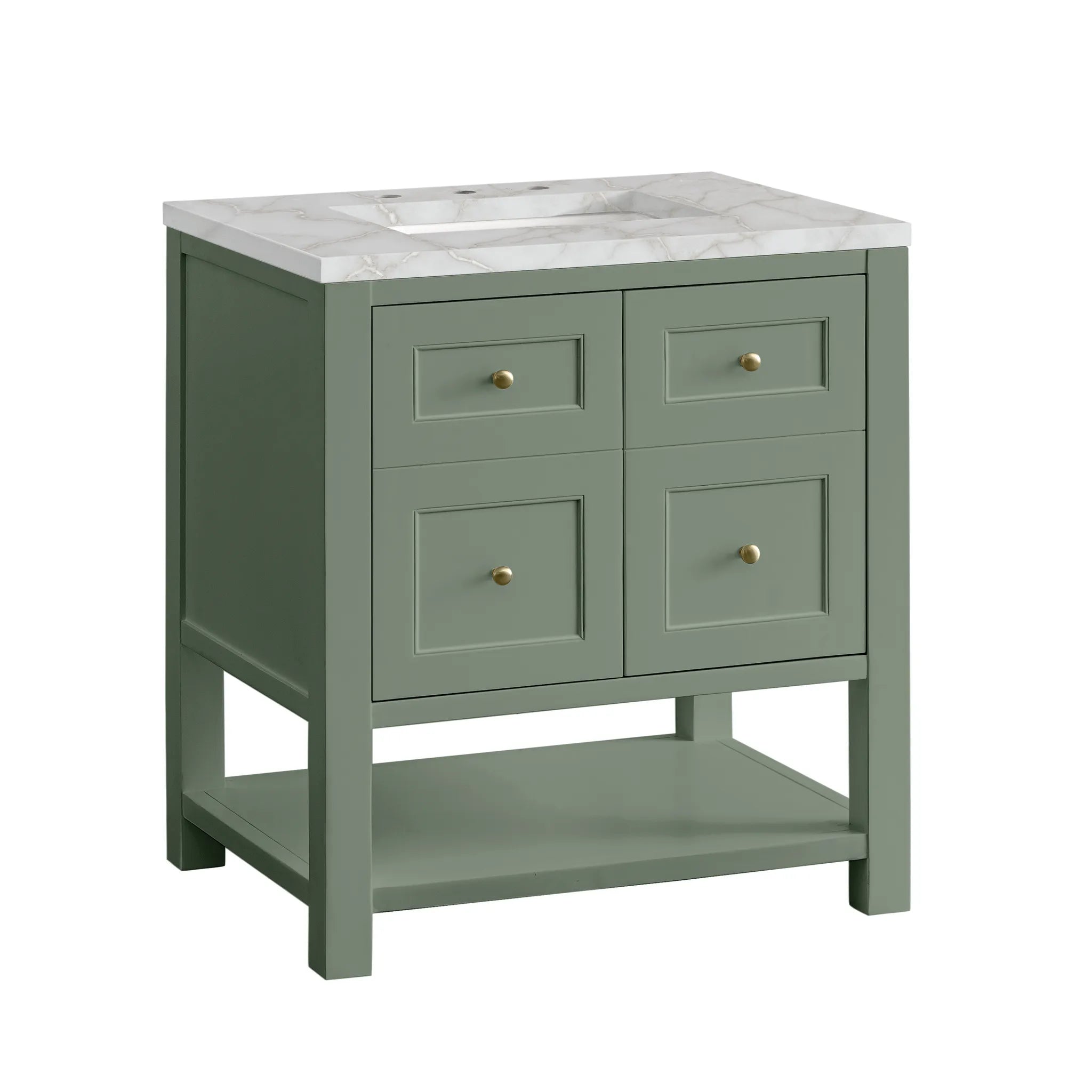 30" Breckenridge Single Vanity in Smokey Celadon-Victorian Silver Silestone-8" Widespread image 5