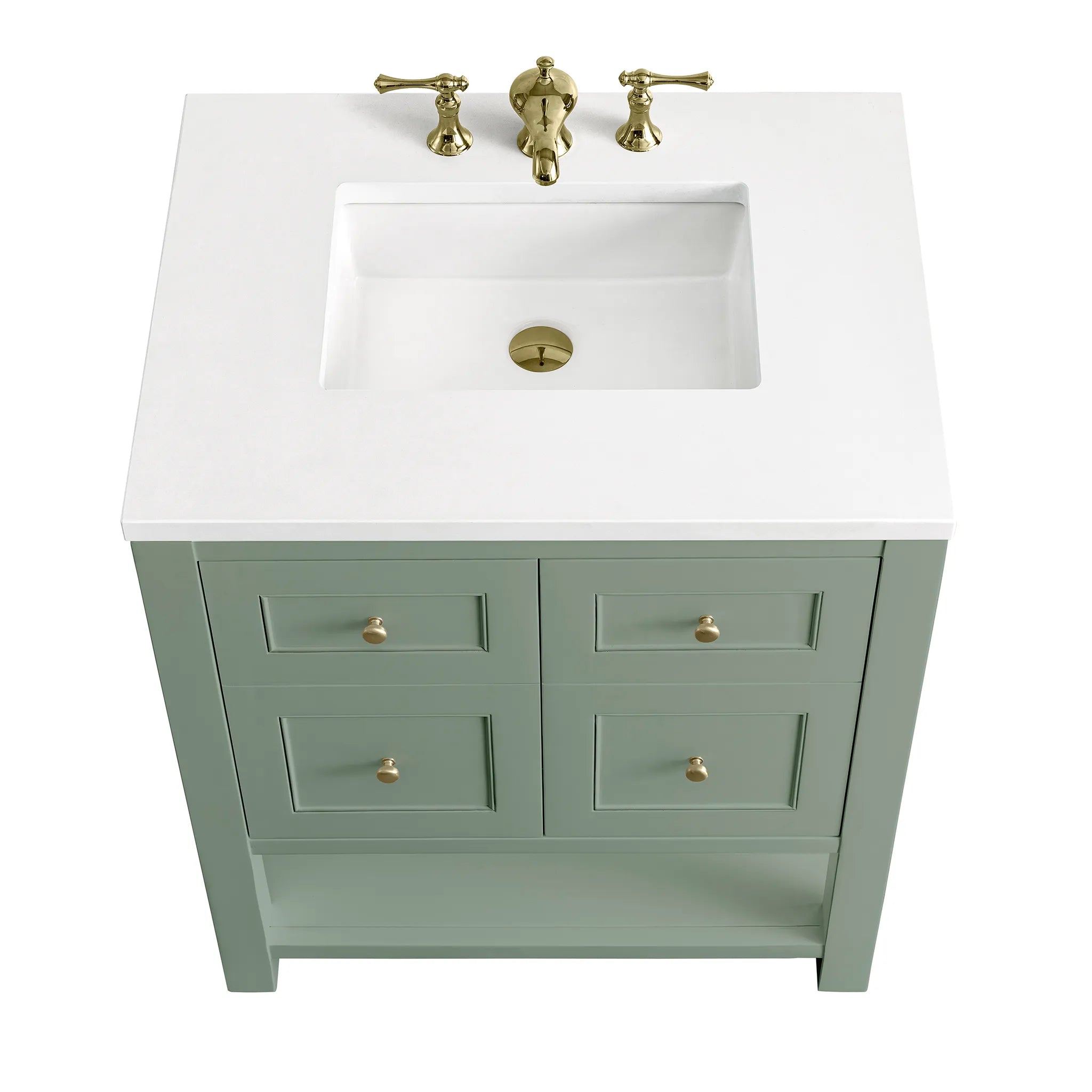30" Breckenridge Single Vanity in Smokey Celadon-White Zeus Silestone-8" Widespread image 5