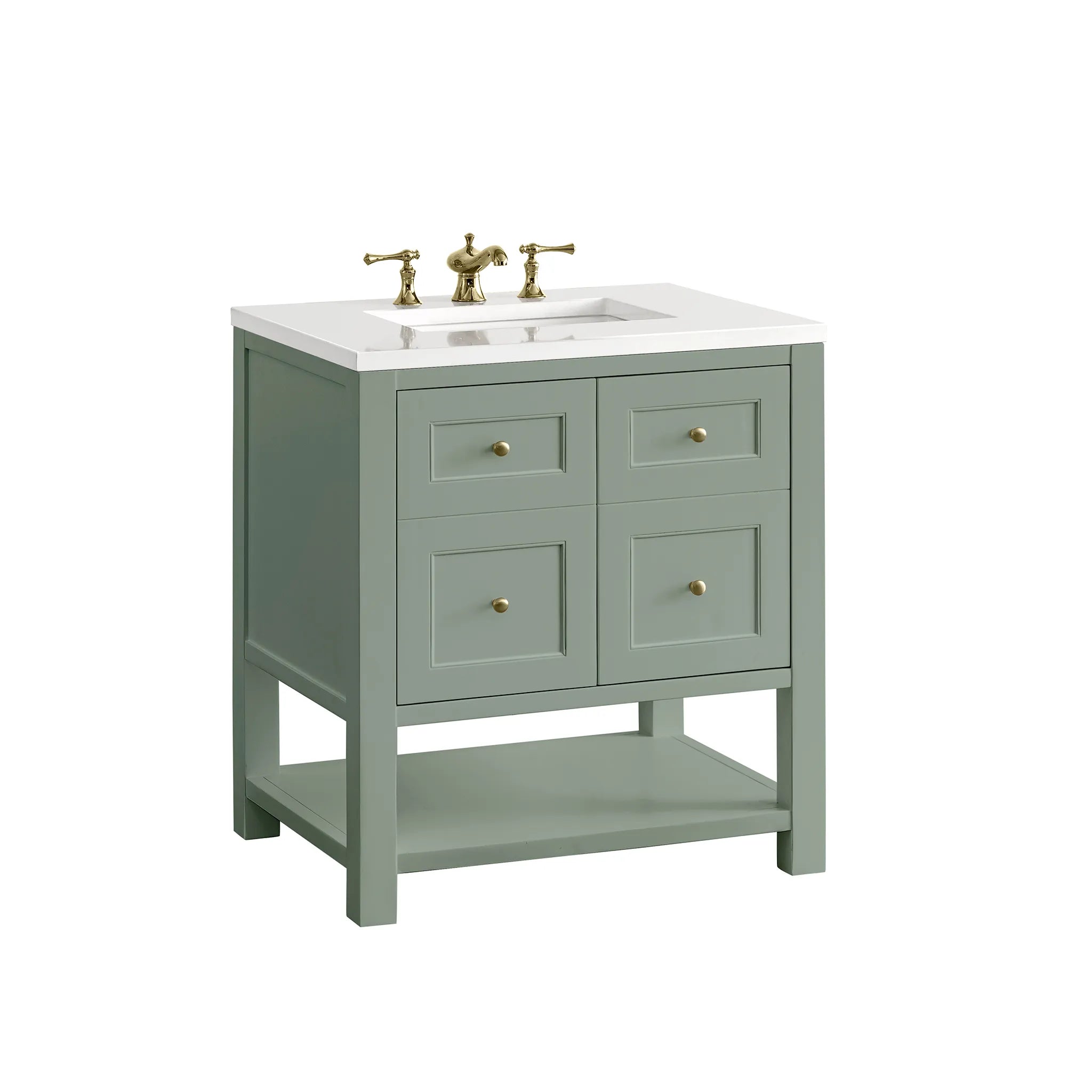 30" Breckenridge Single Vanity in Smokey Celadon-White Zeus Silestone-8" Widespread image 9