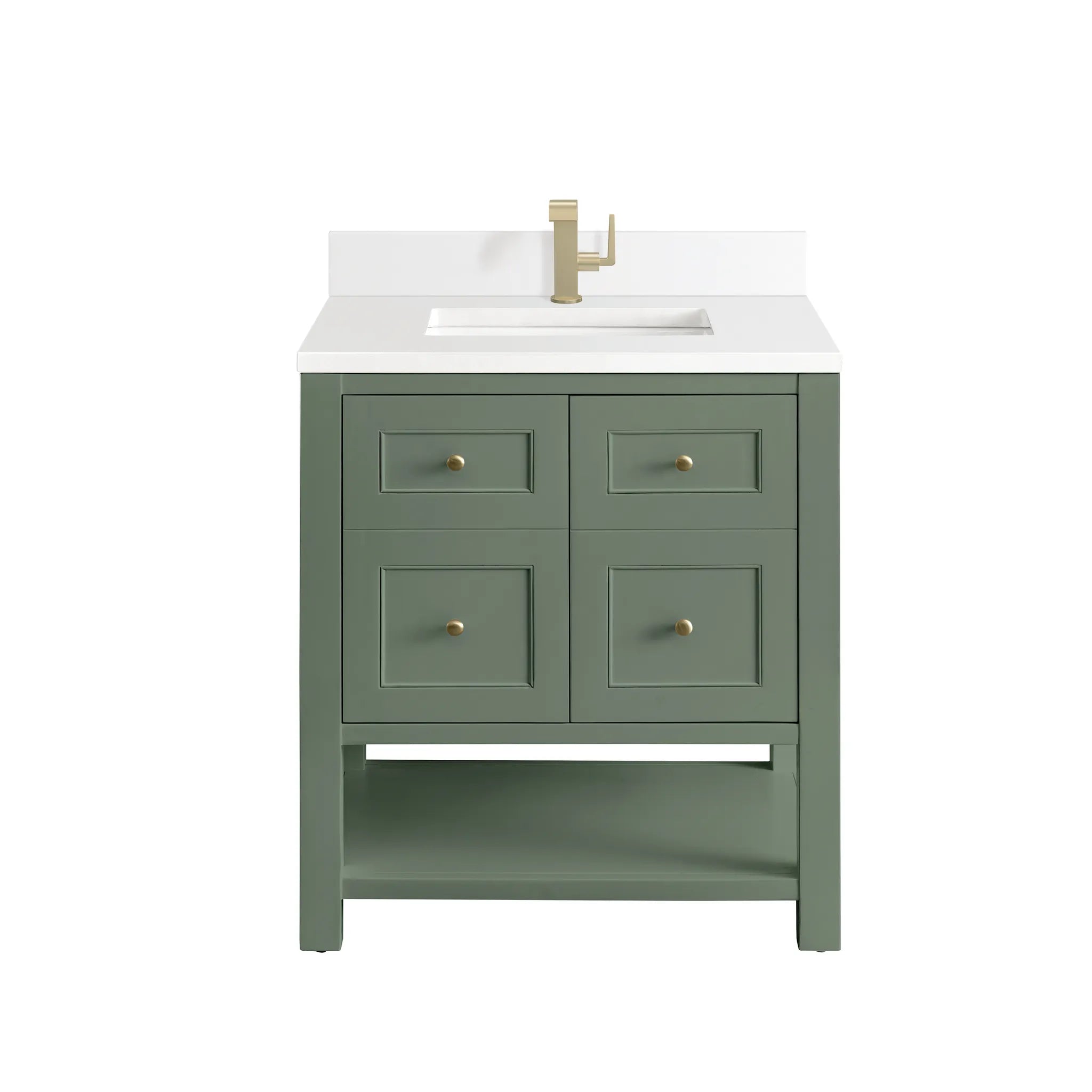 30" Breckenridge Single Vanity in Smokey Celadon-White Zeus Silestone & Backsplash-Single Hole image