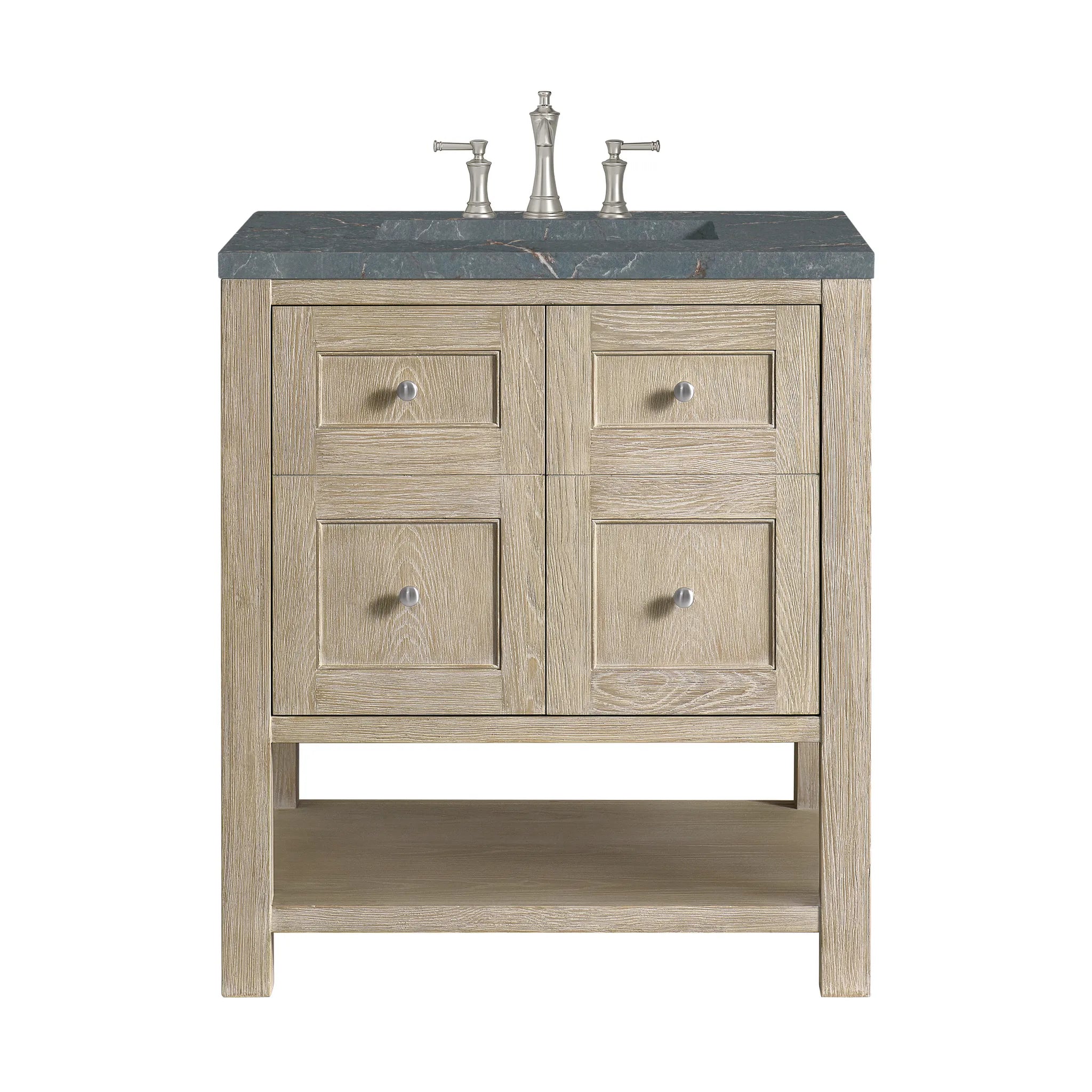 30" Breckenridge Single Vanity in Whitewashed Oak-Parisien Bleu Silestone-8" Widespread image