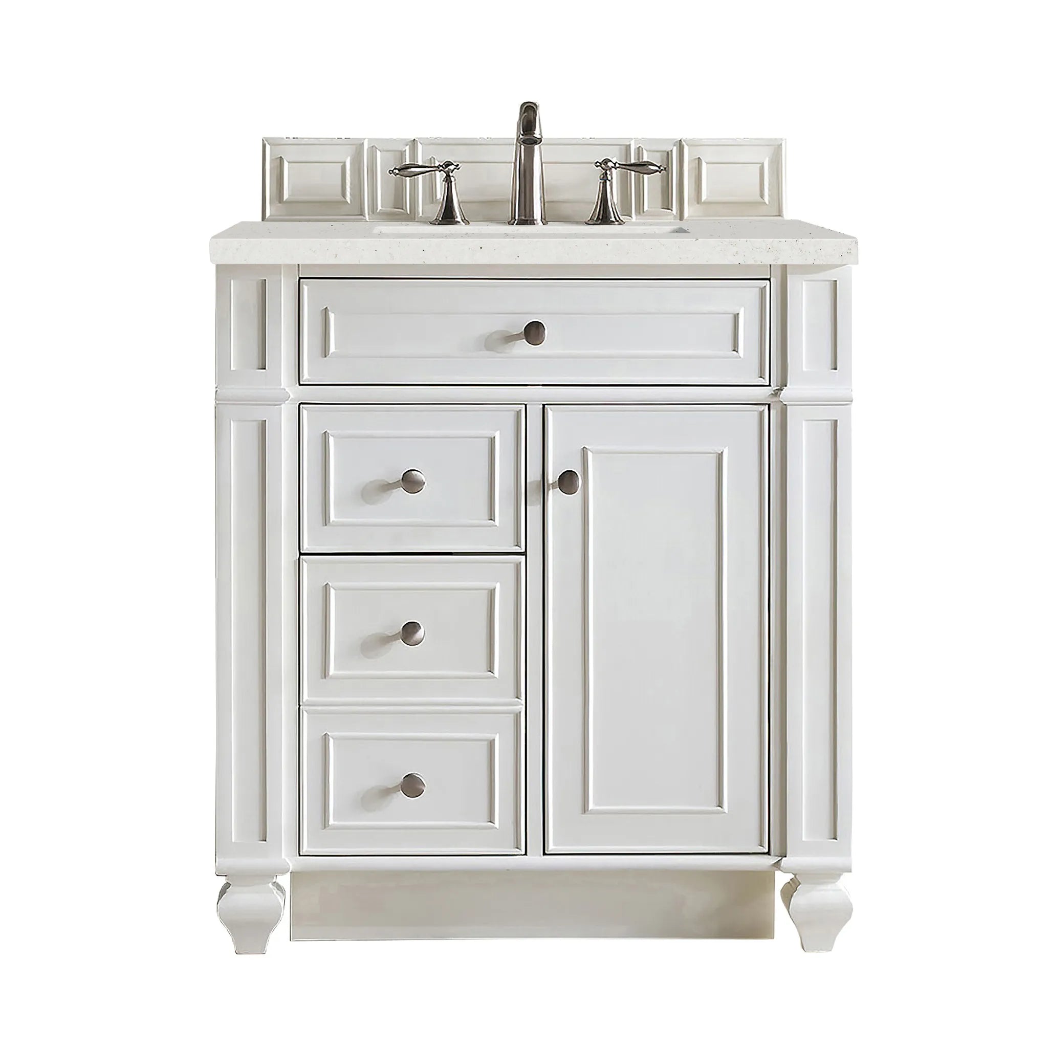 30" Bristol Single Vanity in Bright White-Lime Delight Silestone-8" Widespread image