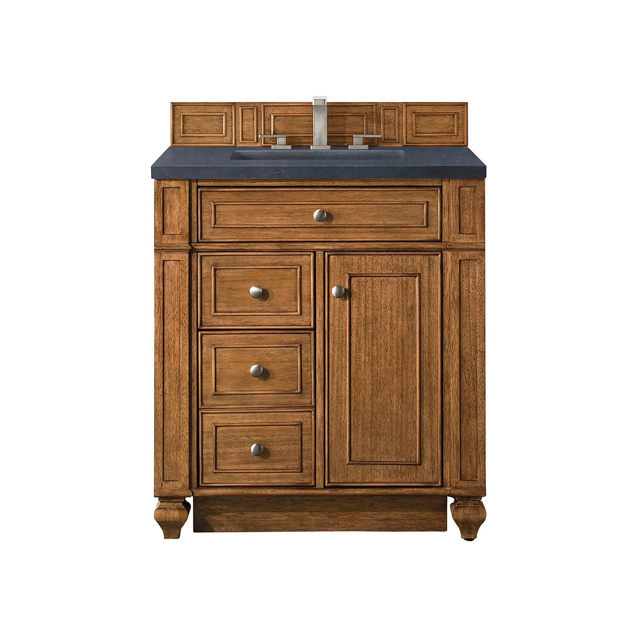 30" Bristol Single Vanity in Saddle Brown-Charcoal Soapstone Silestone-8" Widespread image