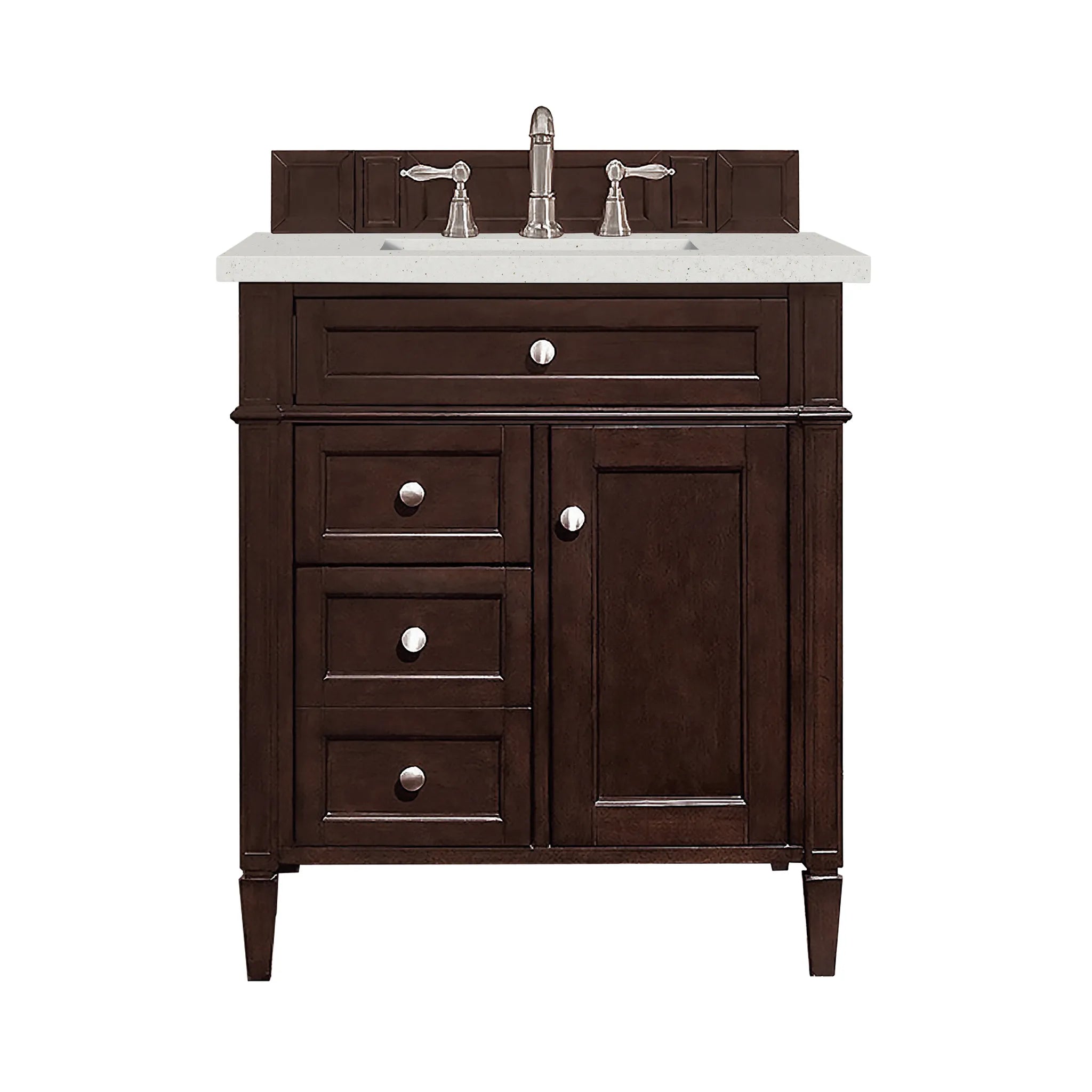 30" Brittany Single Vanity in Burnished Mahogany-Lime Delight Silestone-8" Widespread image