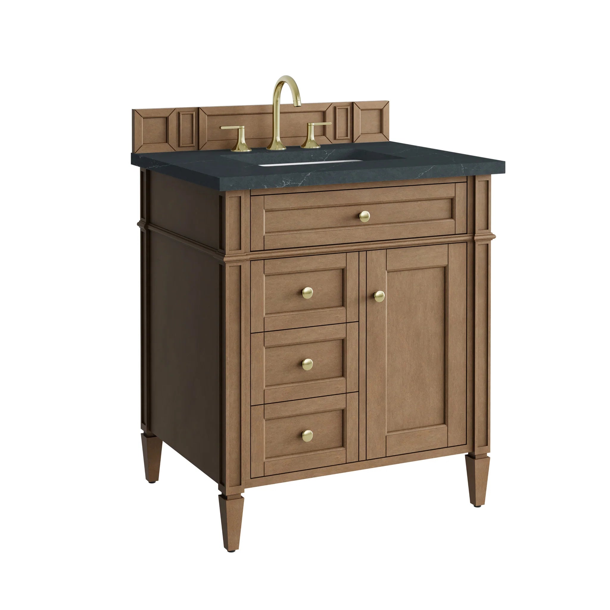 30" Brittany Single Vanity in Pecan by James Martin Vanities-Charcoal Soapstone Silestone 10