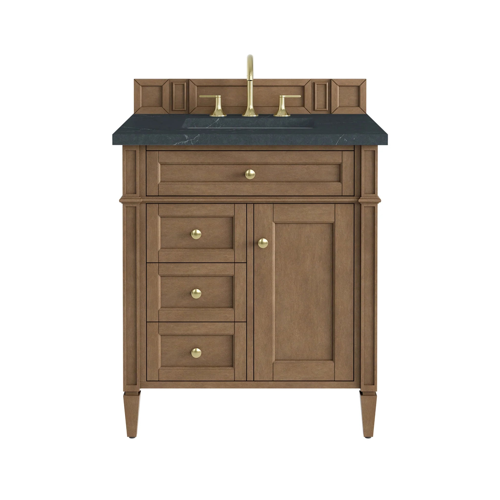 30" Brittany Single Vanity in Pecan by James Martin Vanities-Charcoal Soapstone Silestone