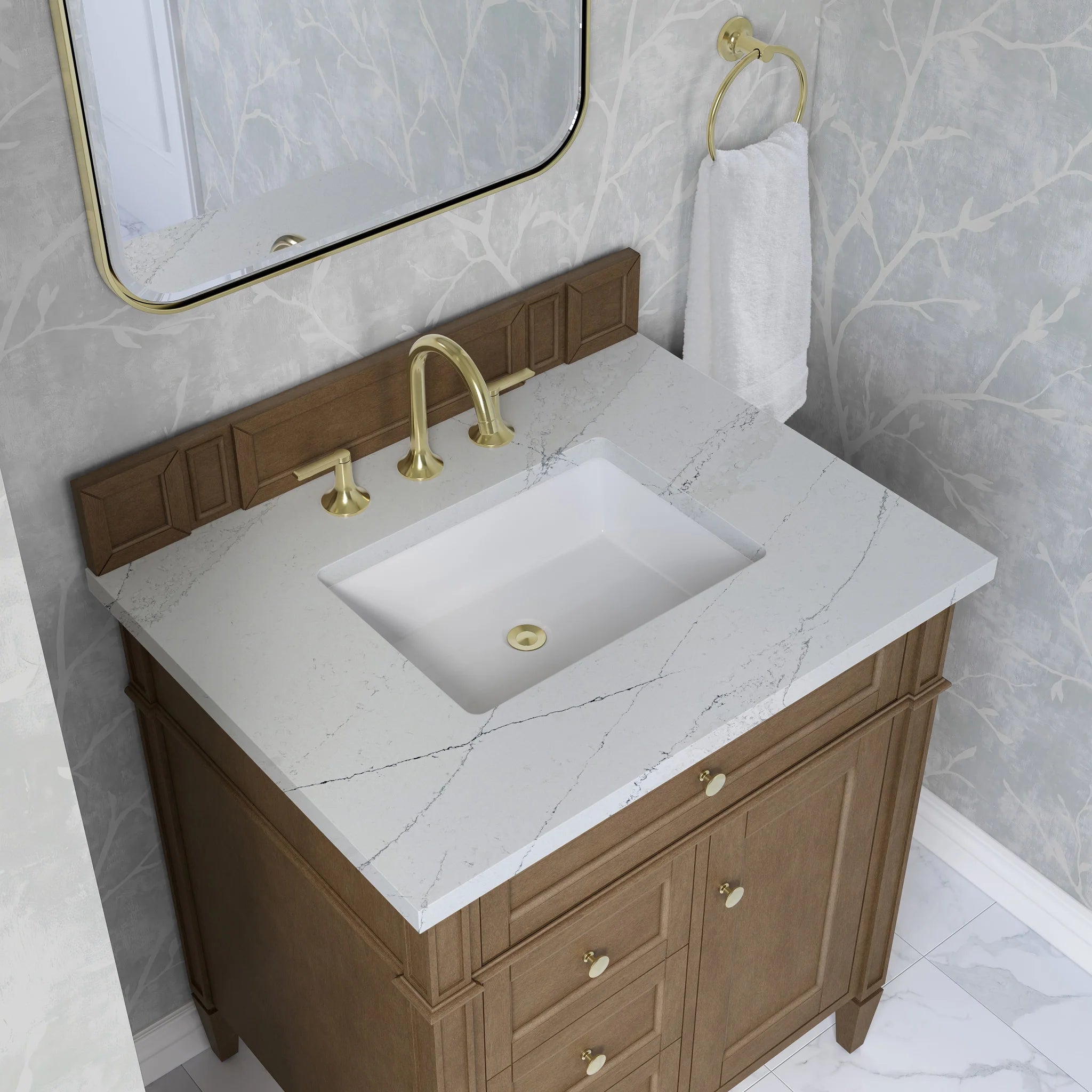 30" Brittany Single Vanity in Pecan by James Martin Vanities-Ethereal Noctis Silestone 6