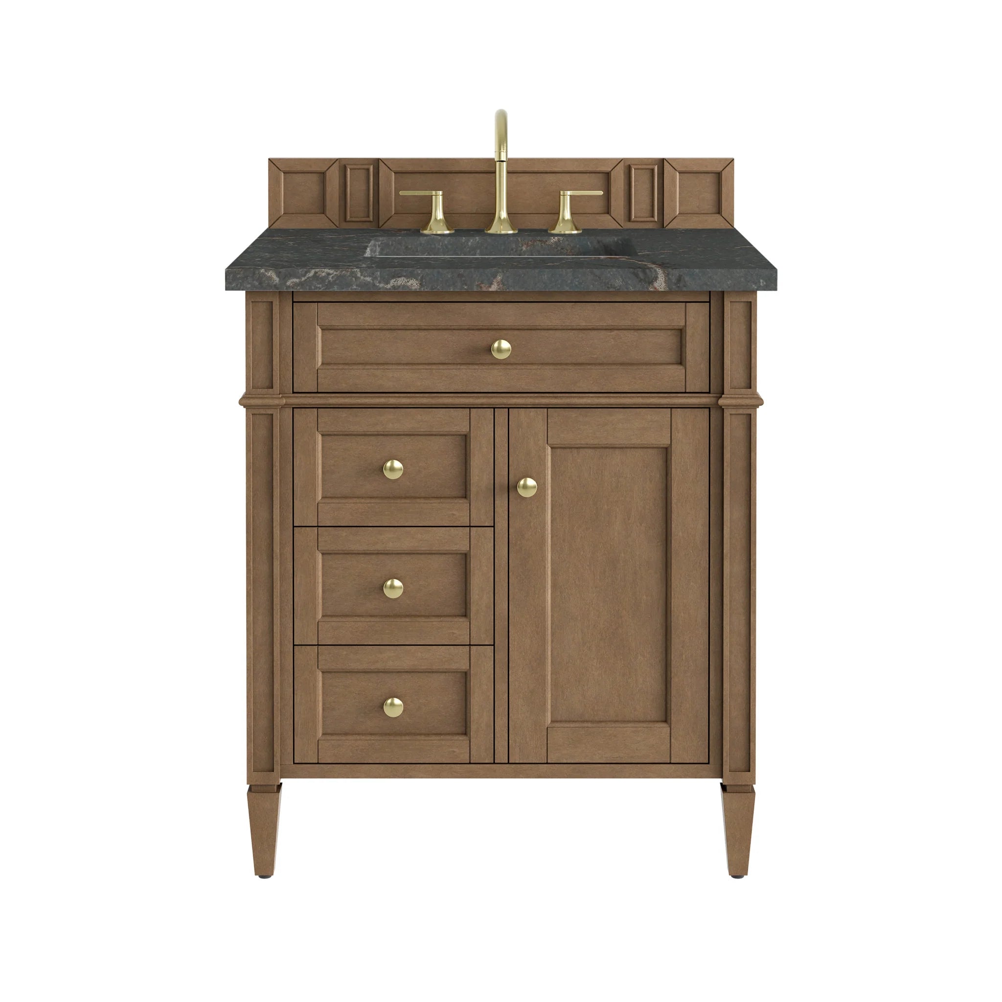 30" Brittany Single Vanity in Pecan by James Martin Vanities-Parisien Bleu Silestone