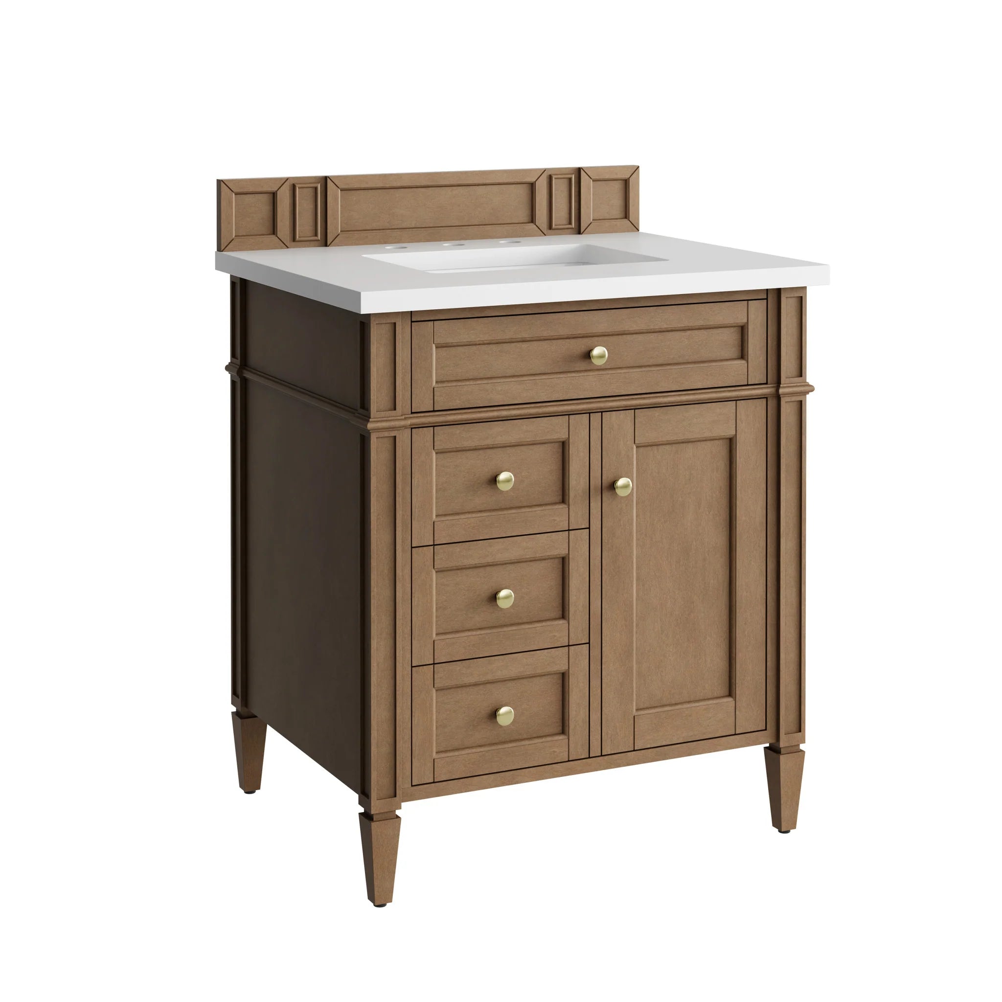 30" Brittany Single Vanity in Pecan by James Martin Vanities-White Zeus Silestone 11
