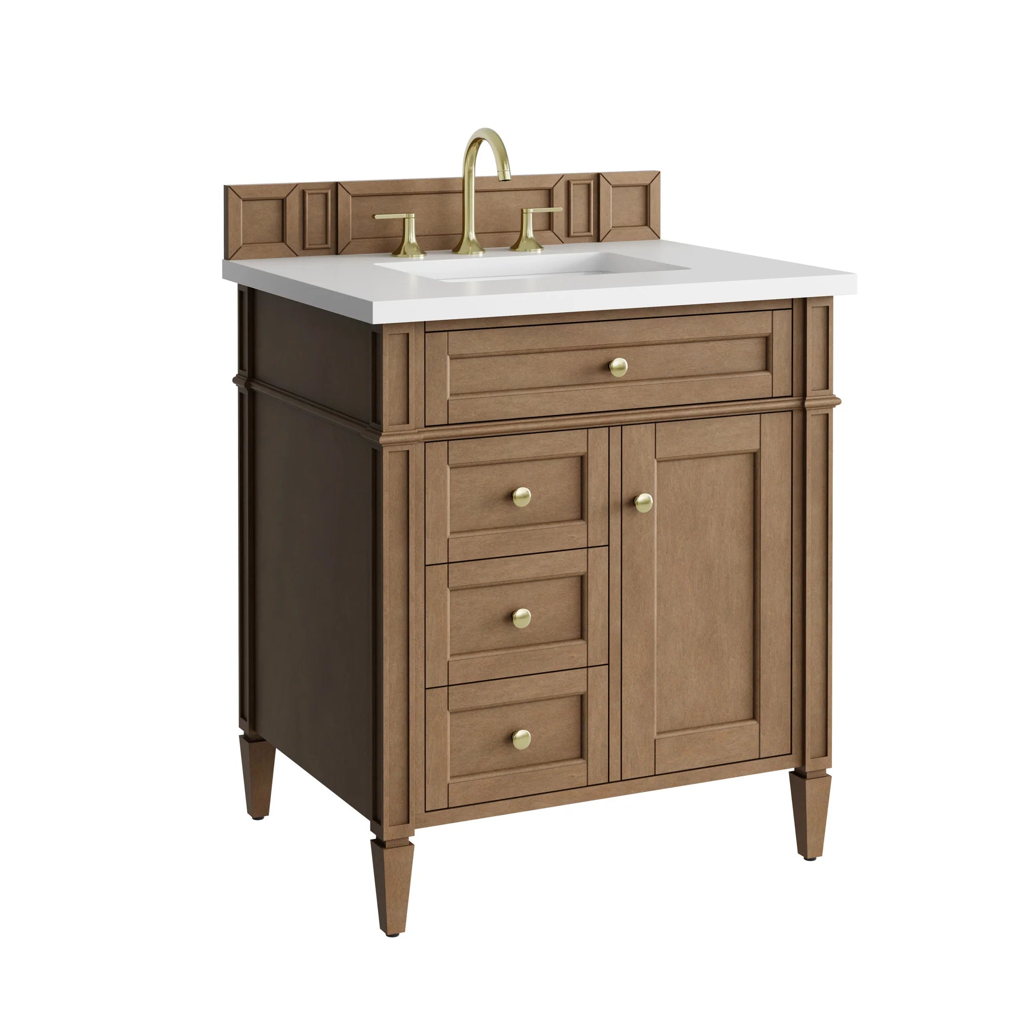 30" Brittany Single Vanity in Pecan by James Martin Vanities-White Zeus Silestone 12