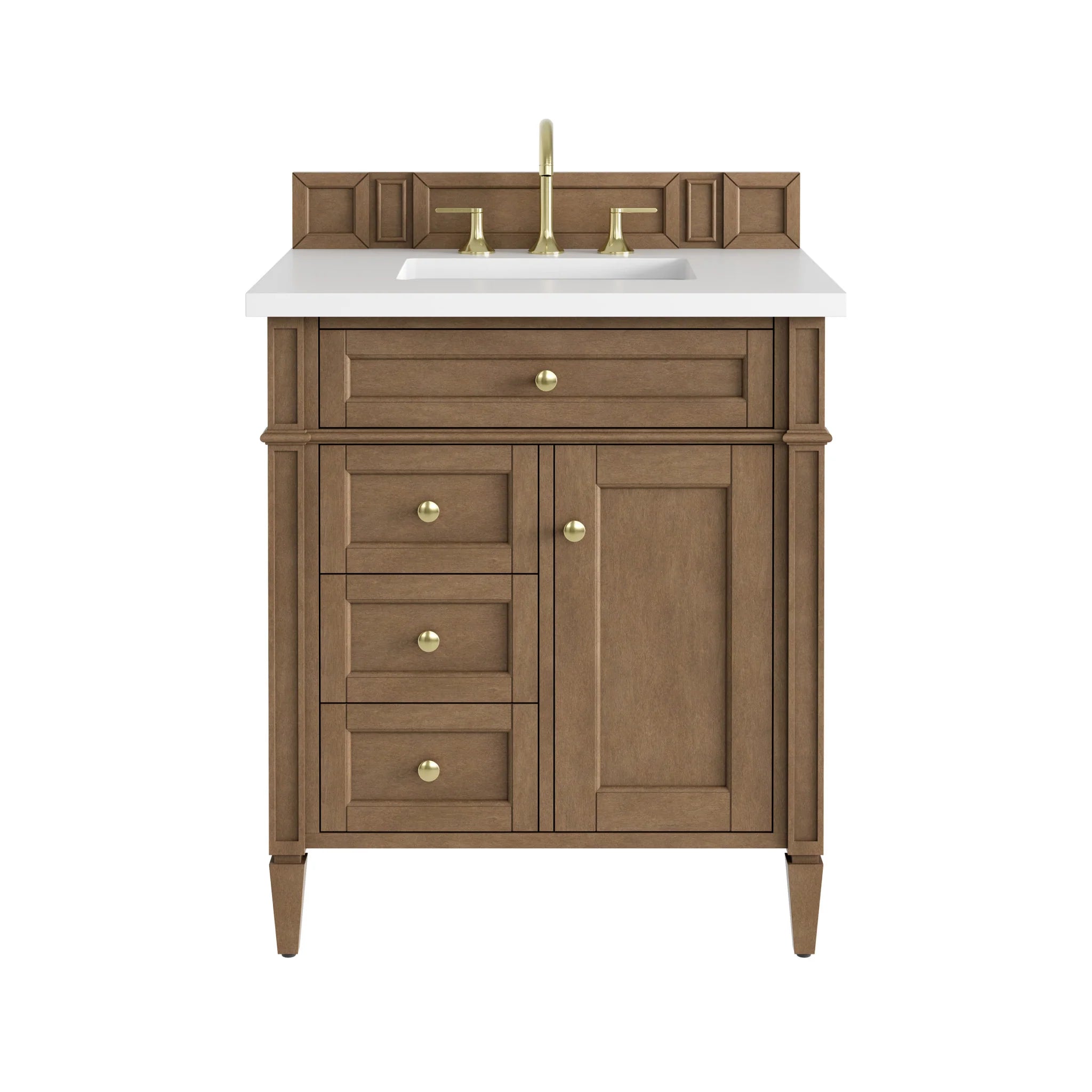 30" Brittany Single Vanity in Pecan by James Martin Vanities-White Zeus Silestone