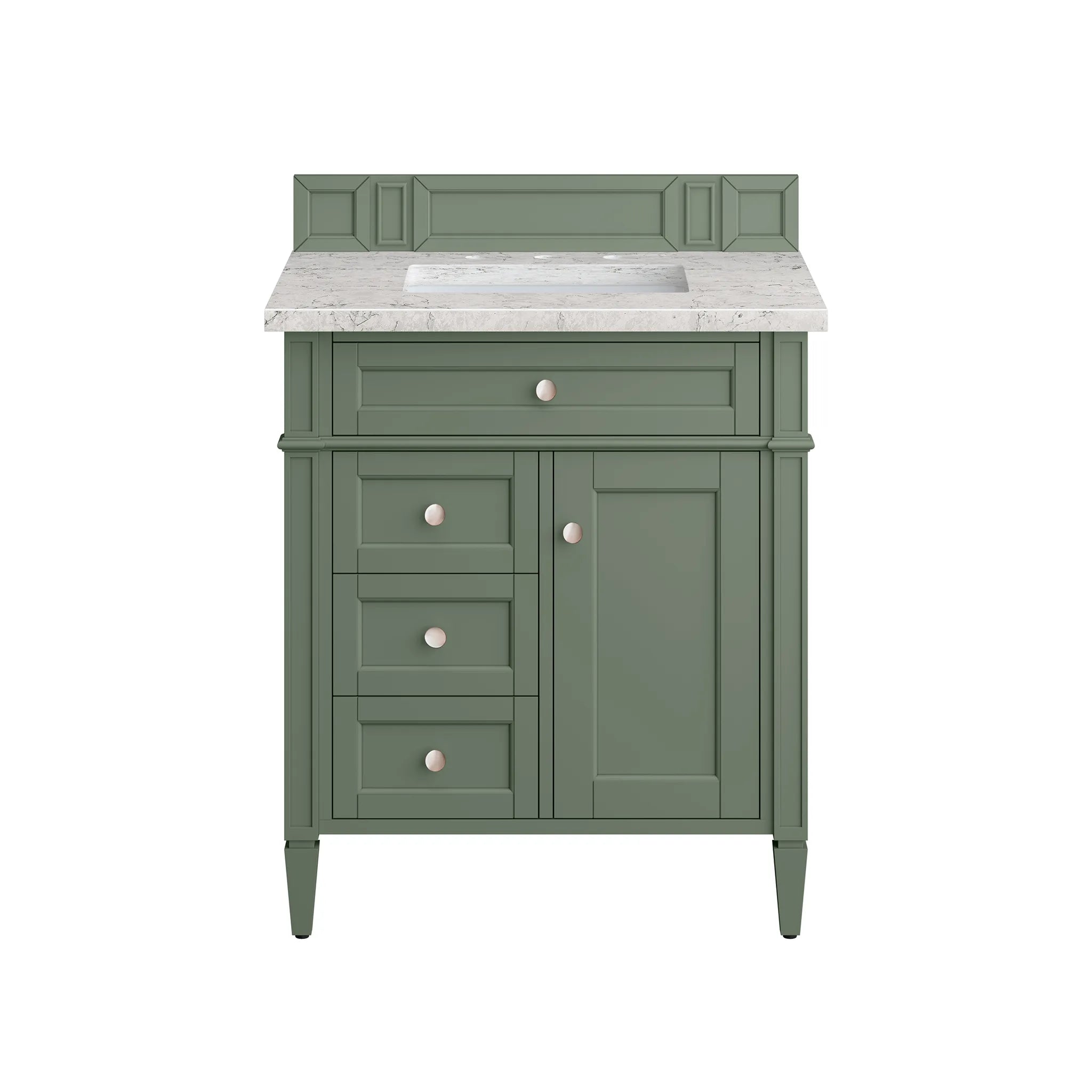 30" Brittany Single Vanity in Smokey Celadon-Eternal Jasmine Pearl Silestone-8" Widespread image 1
