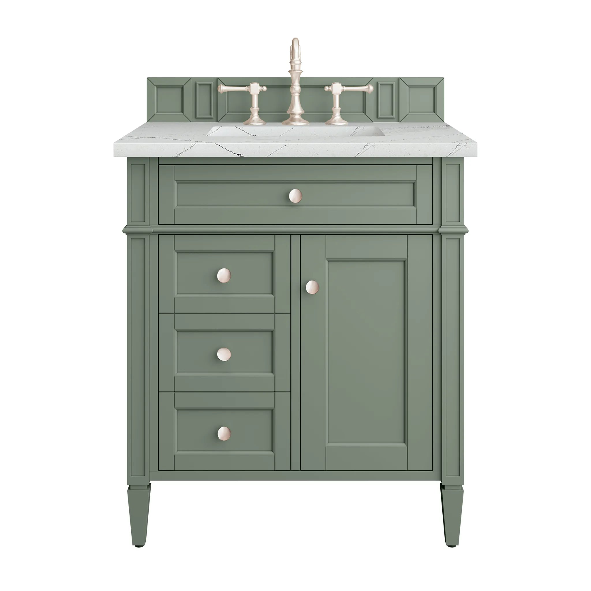 30" Brittany Single Vanity in Smokey Celadon-Ethereal Noctis Silestone-8" Widespread image