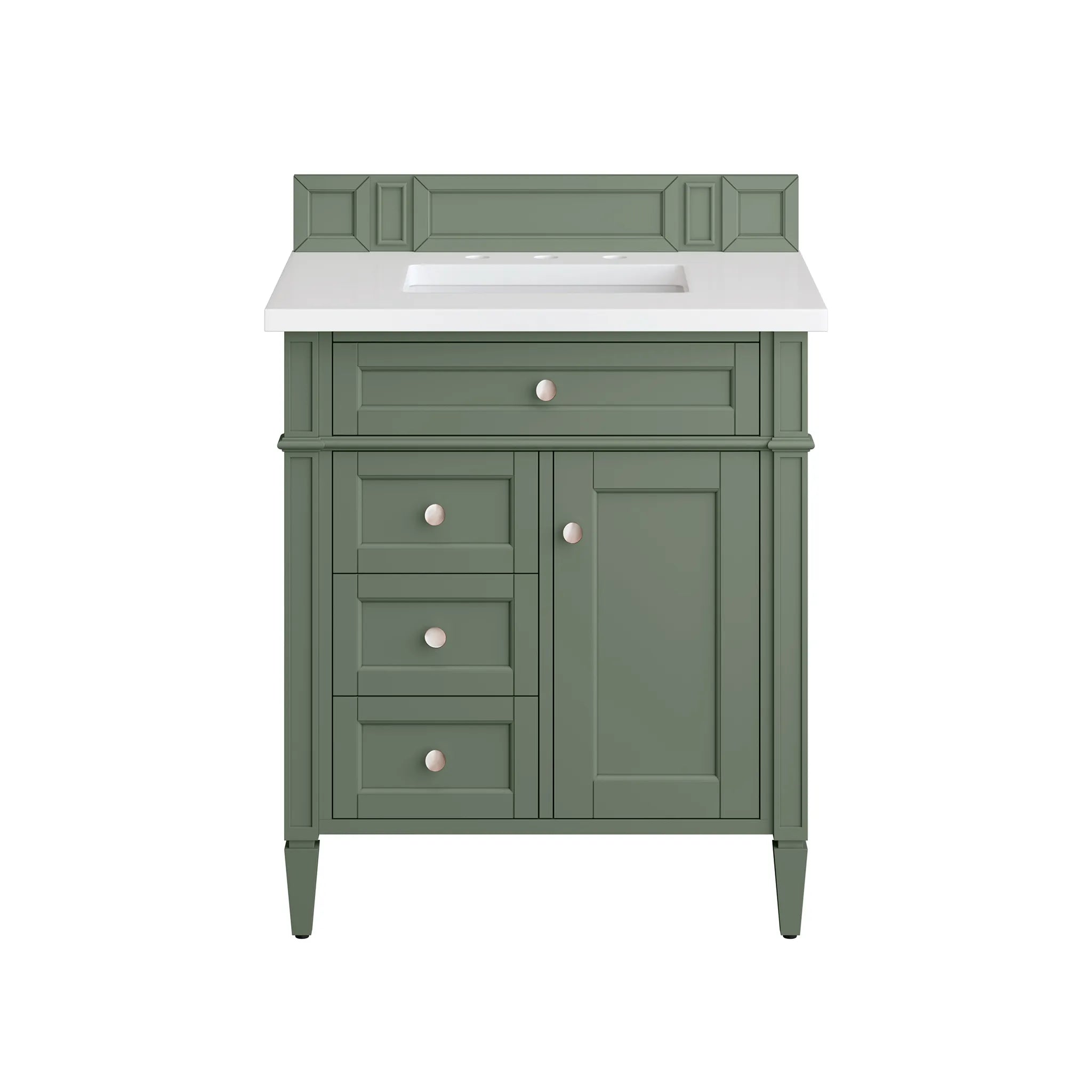 30" Brittany Single Vanity in Smokey Celadon-White Zeus Silestone-8" Widespread image 1