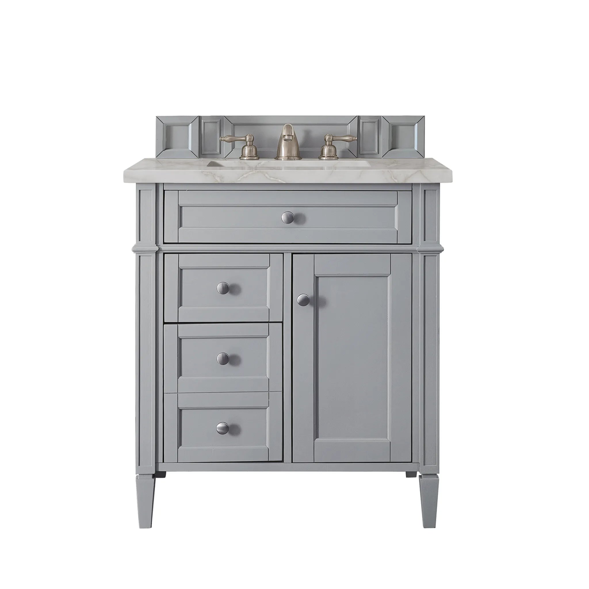 30" Brittany Single Vanity in Urban Gray-Victorian Silver Silestone-8" Widespread image
