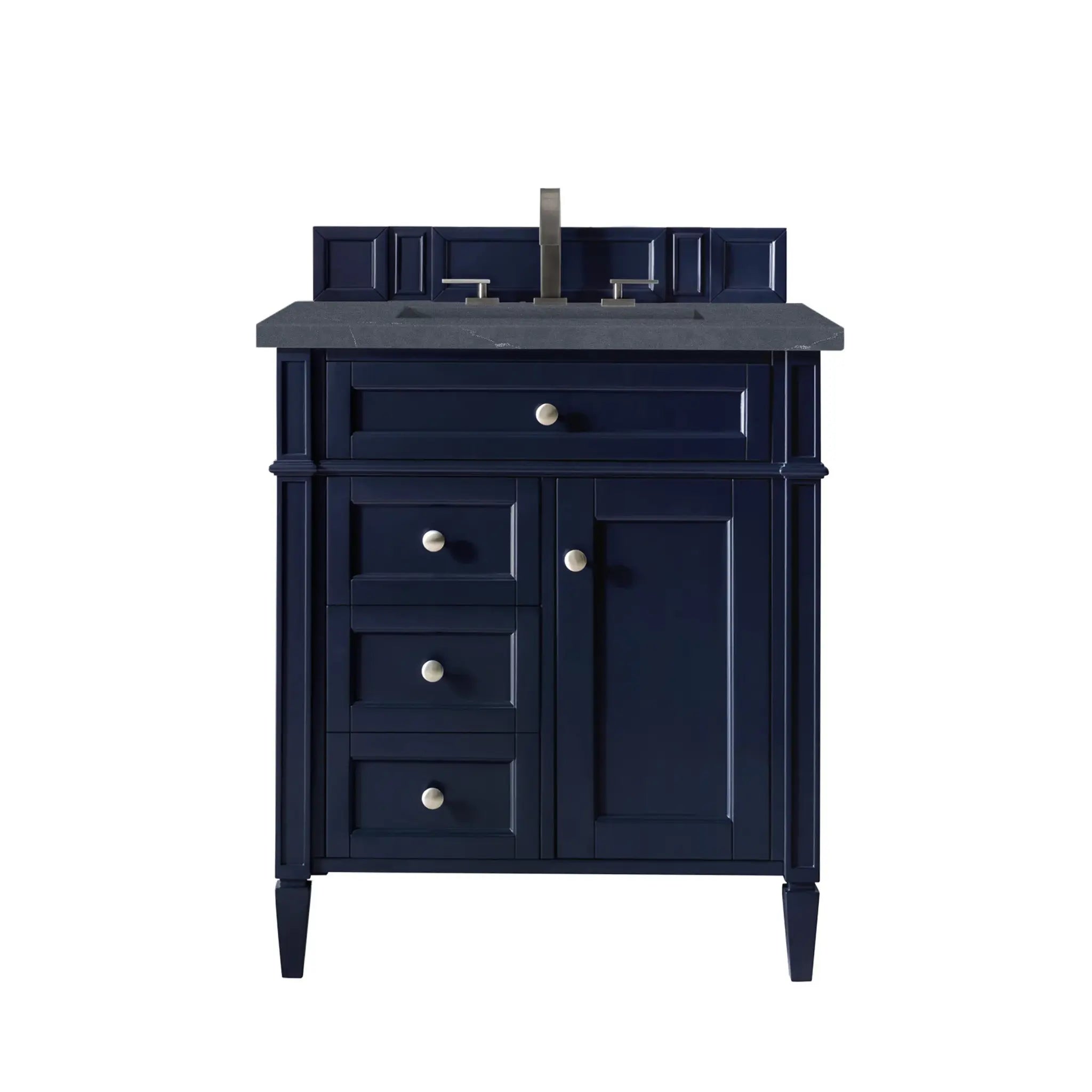30" Brittany Single Vanity in Victory Blue-Charcoal Soapstone Silestone-8" Widespread image