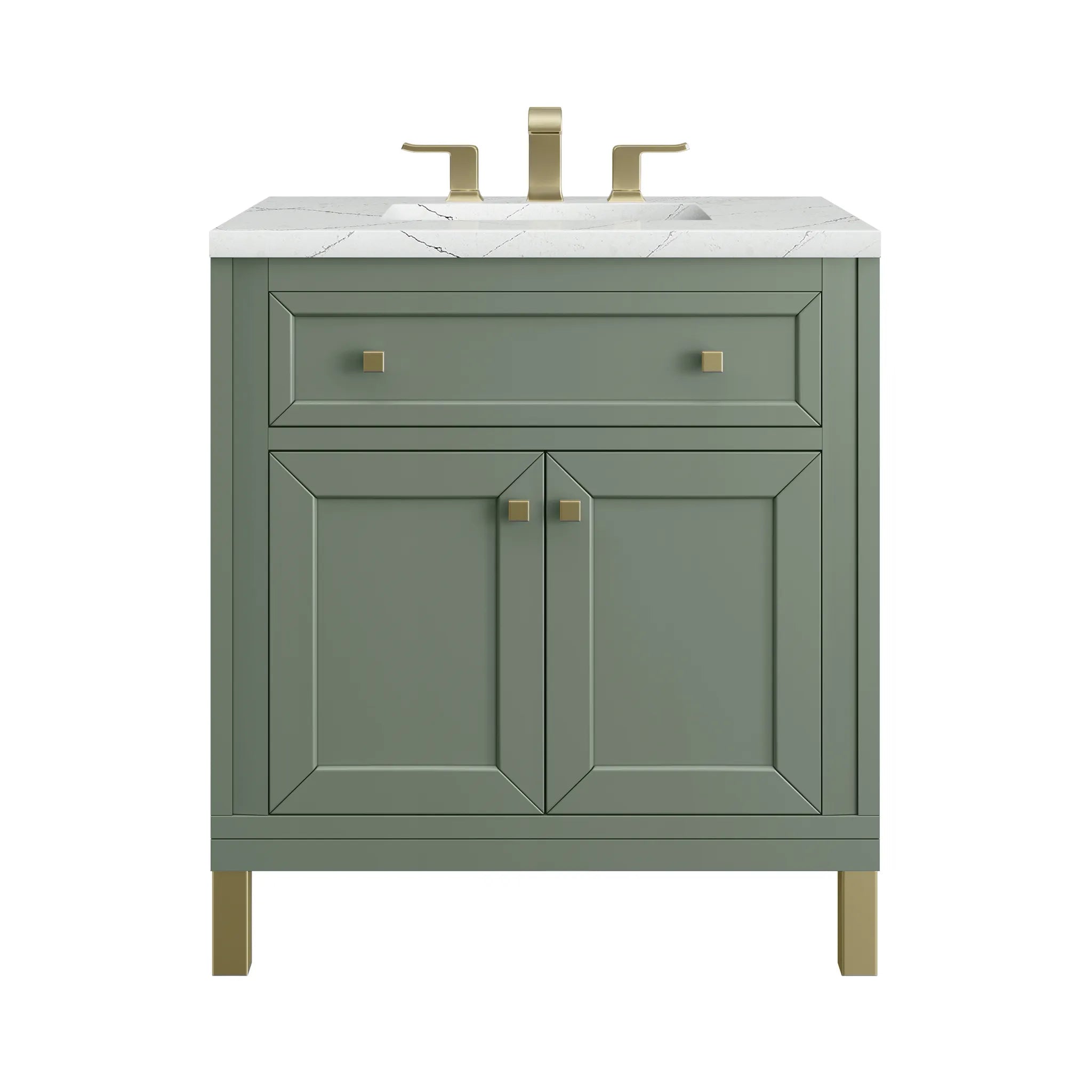 30" Chicago Single Vanity in Smokey Celadon-Ethereal Noctis Silestone-8" Widespread image