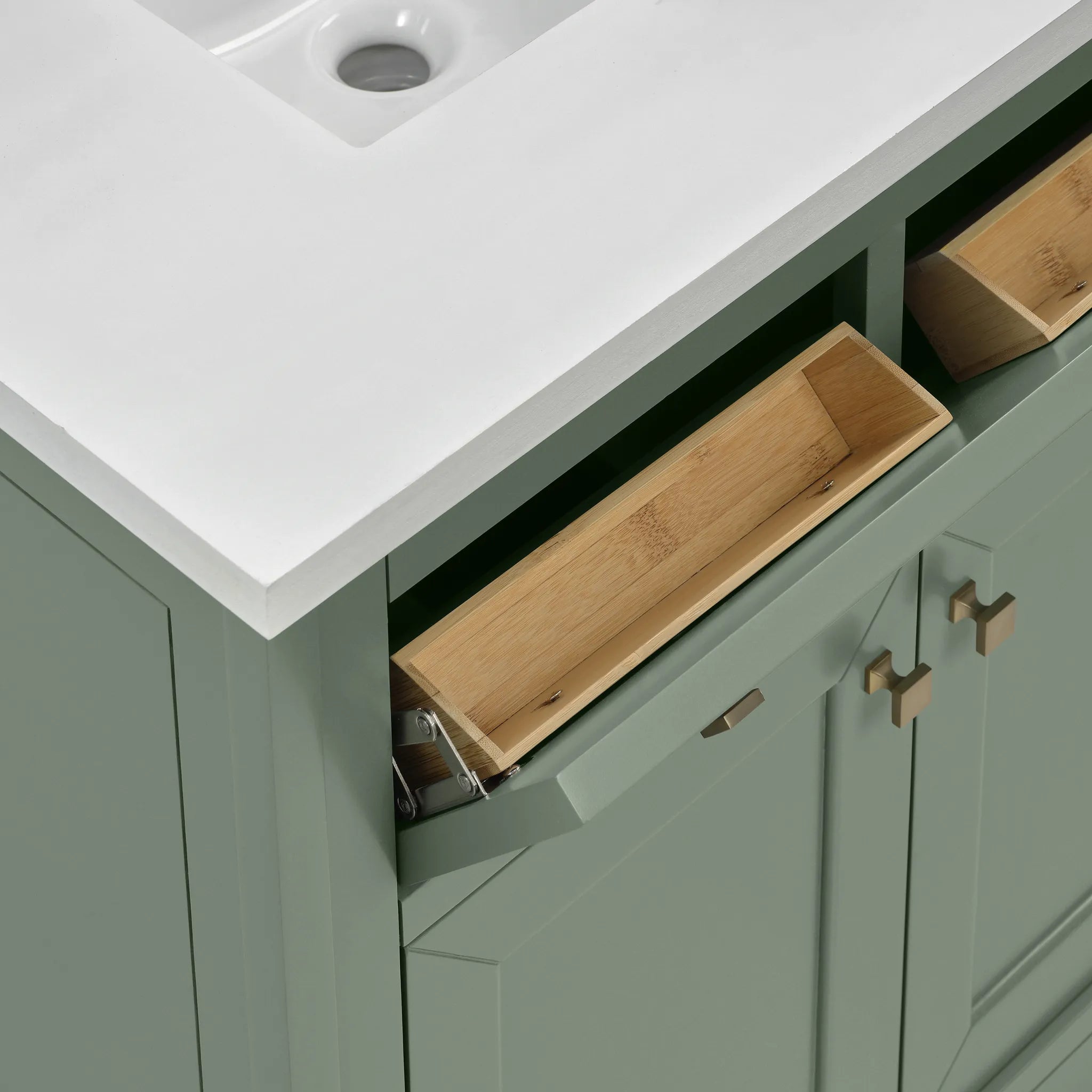30" Chicago Single Vanity in Smokey Celadon-White Zeus Silestone-8" Widespread image 19