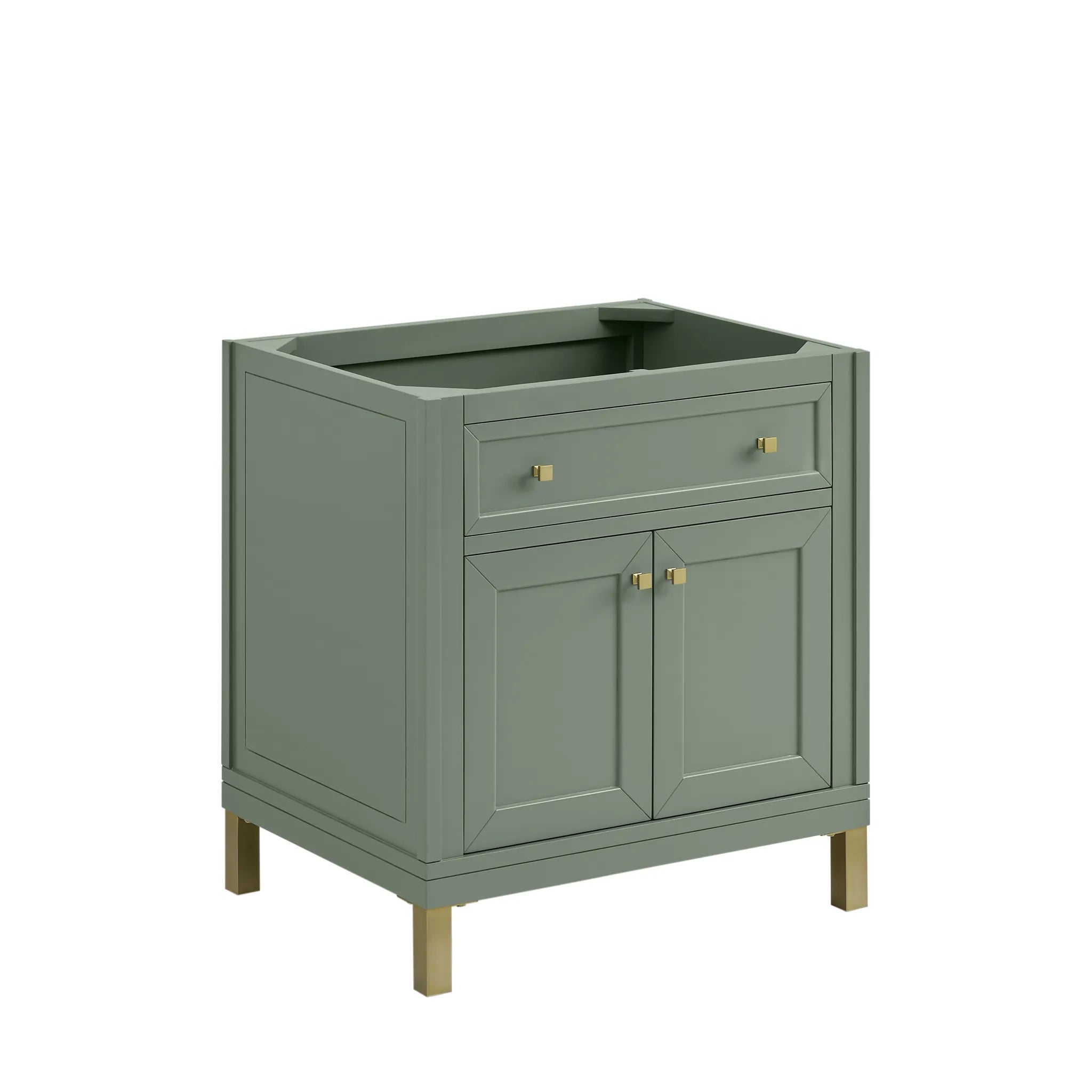 30" Chicago Single Vanity in Smokey Celadon-White Zeus Silestone-8" Widespread image 4