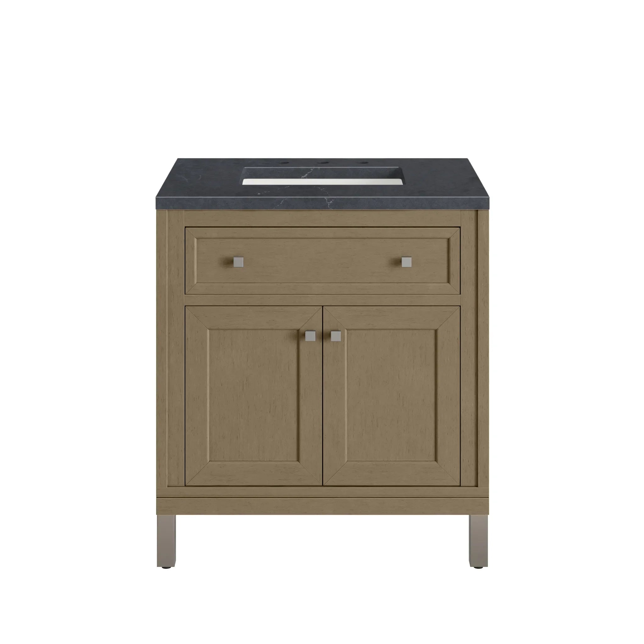 30" Chicago Single Vanity in Walnut Whisper-Charcoal Soapstone Silestone-8" Widespread image 1