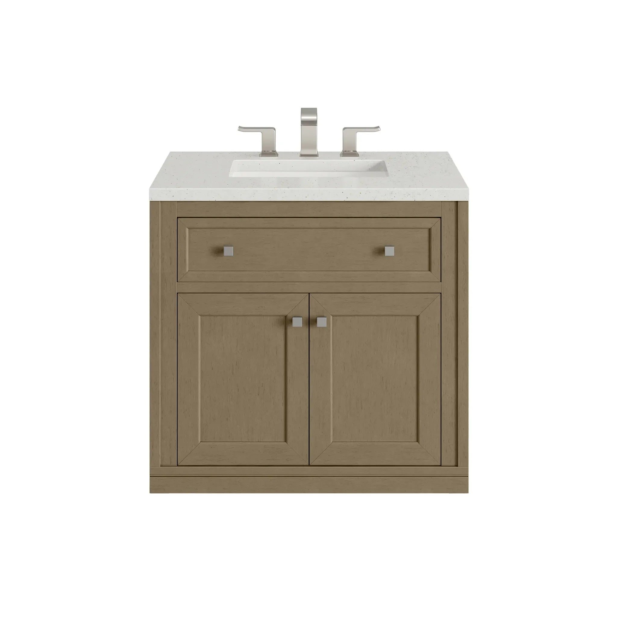 30" Chicago Single Vanity in Walnut Whisper-Lime Delight Silestone-8" Widespread image 1