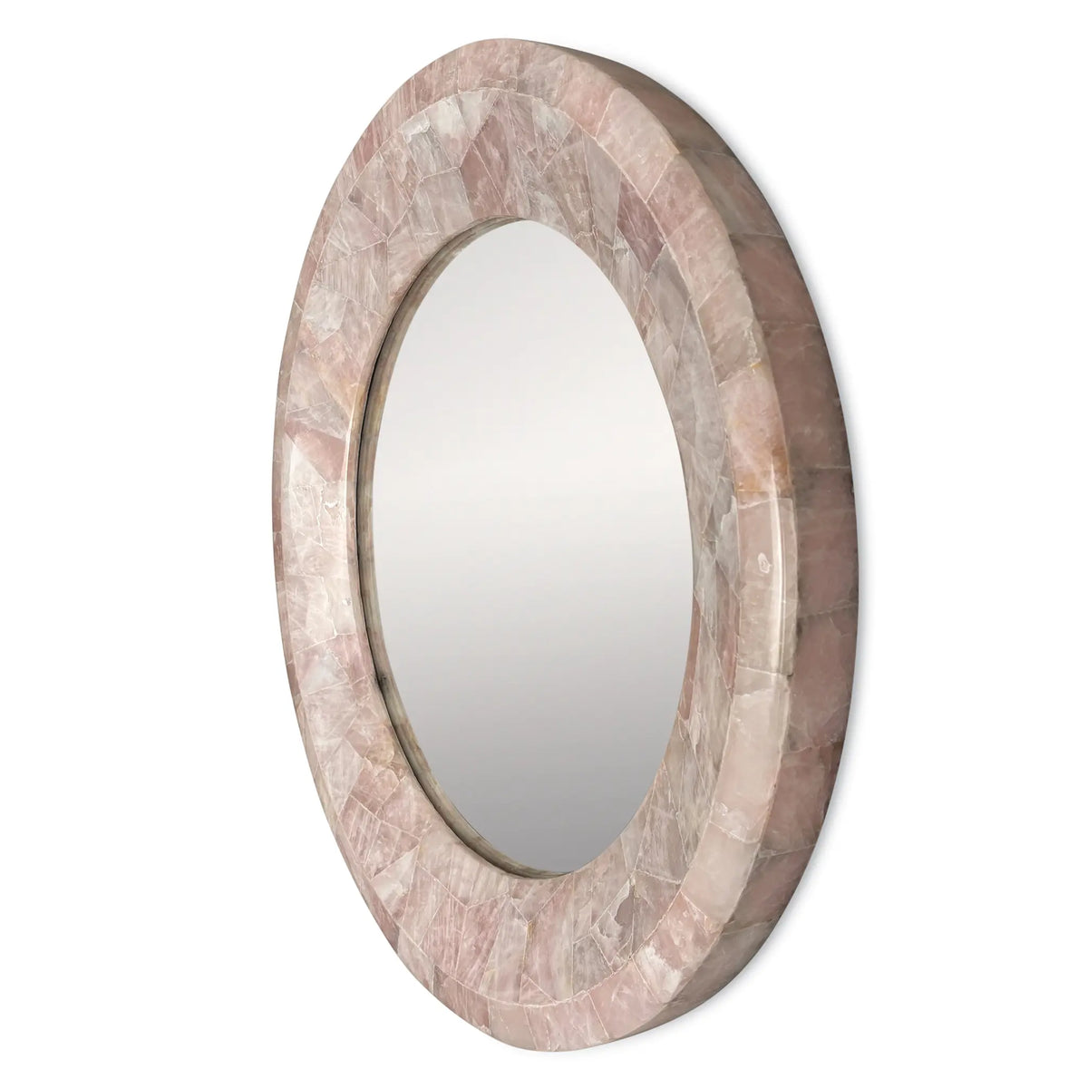 30" Coralie Pink Quartz Round Mirror by Ambella Home image 1