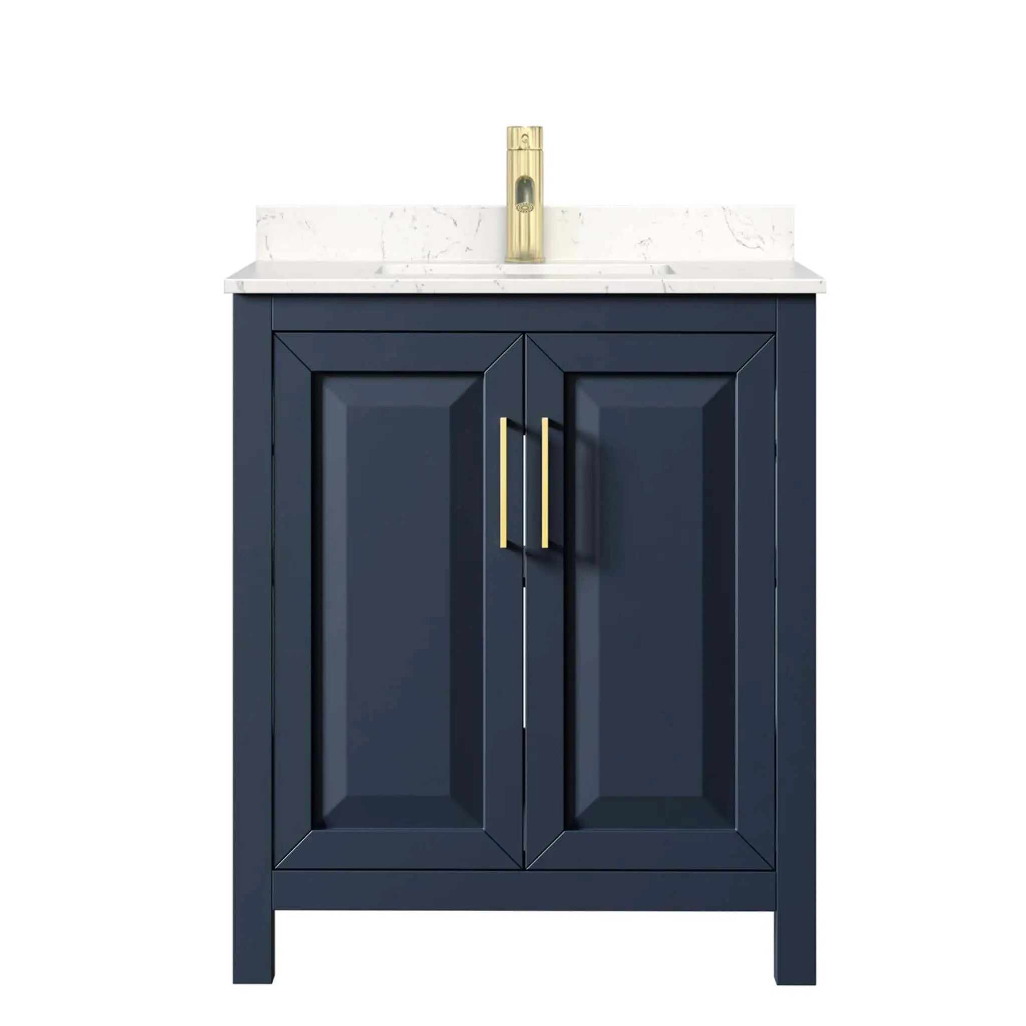 30" Daria Single Bathroom Vanity in Dark Blue with Brushed Gold Trim by Wyndham