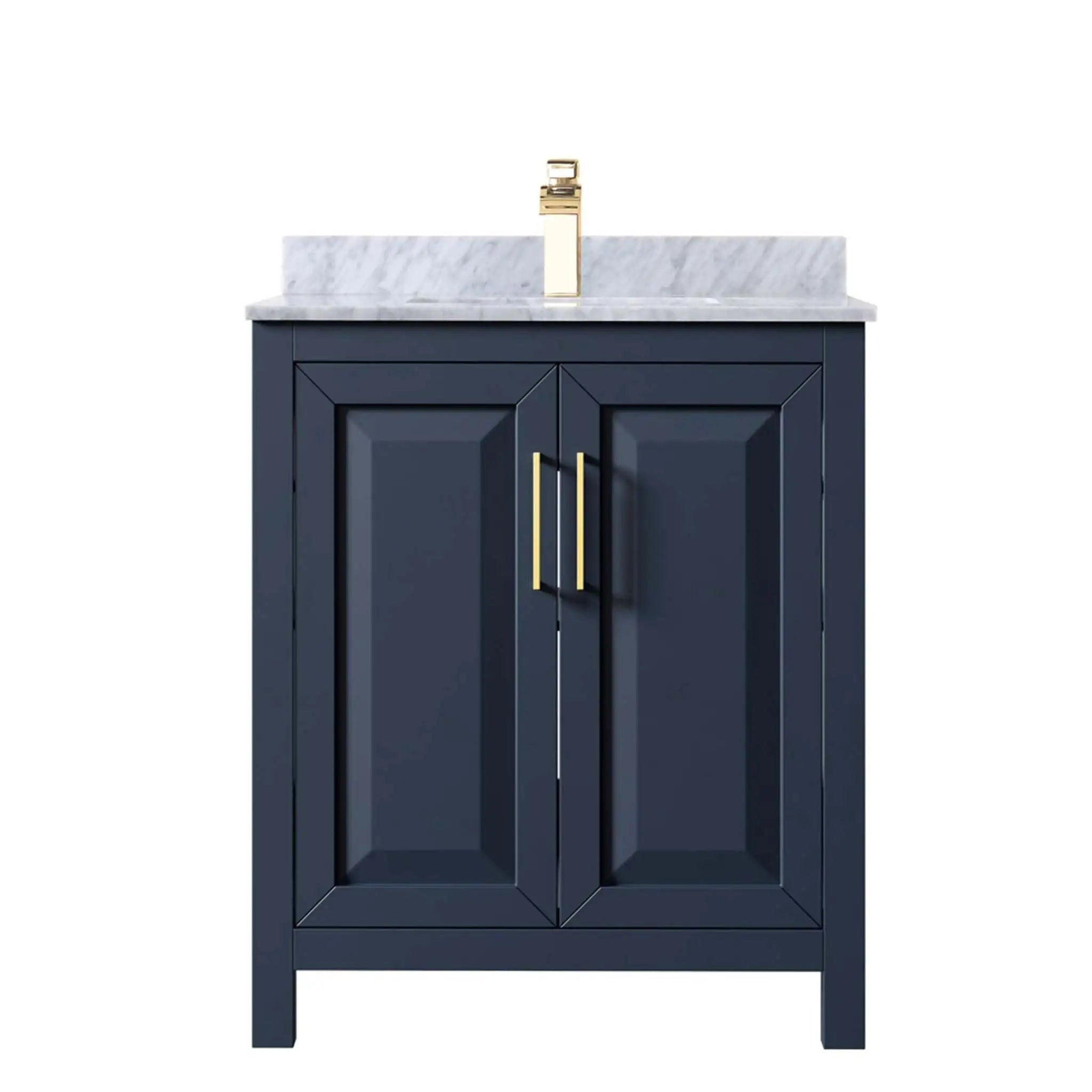 30" Daria Single Bathroom Vanity in Dark Blue with Brushed Gold Trim by Wyndham