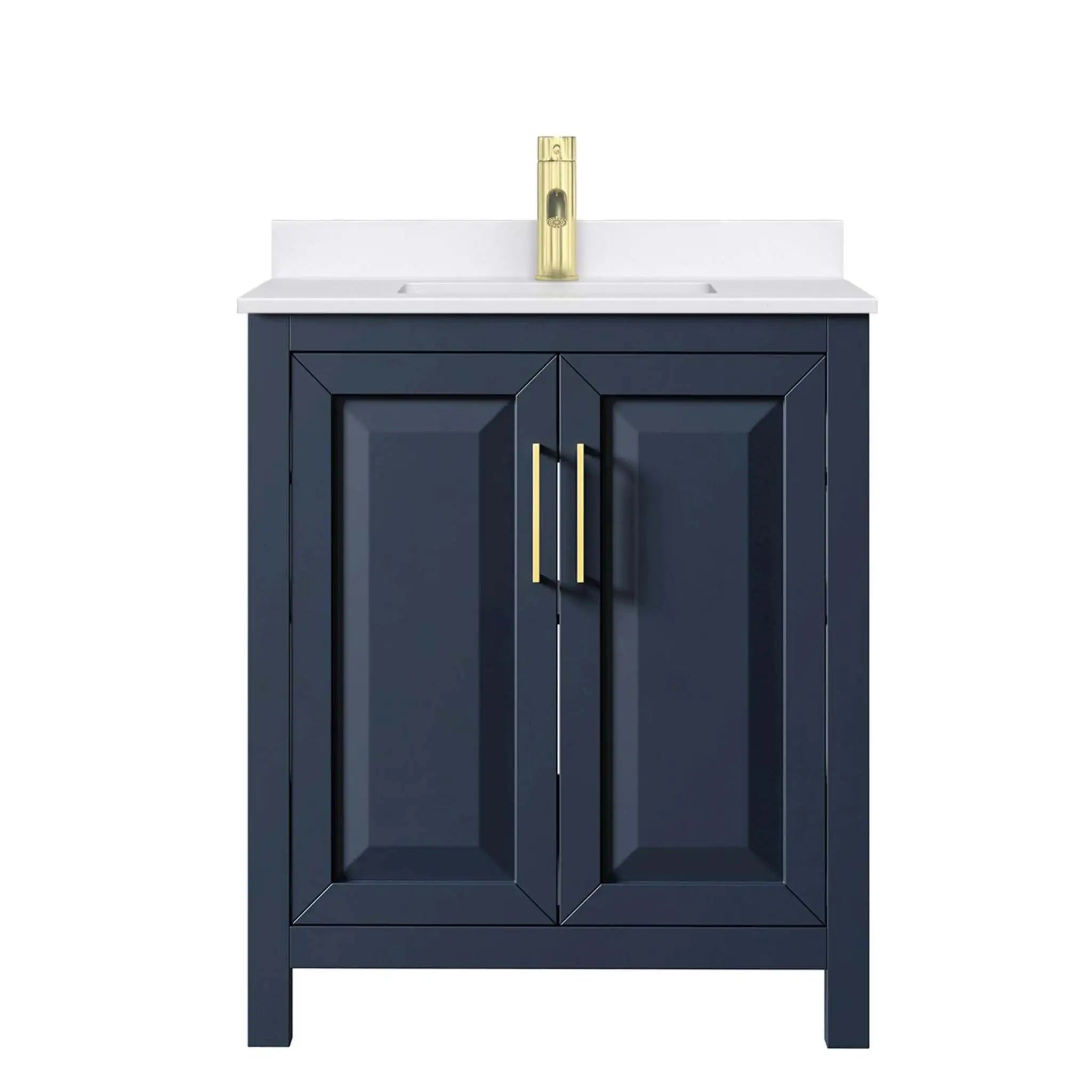 30" Daria Single Bathroom Vanity in Dark Blue with Brushed Gold Trim by Wyndham